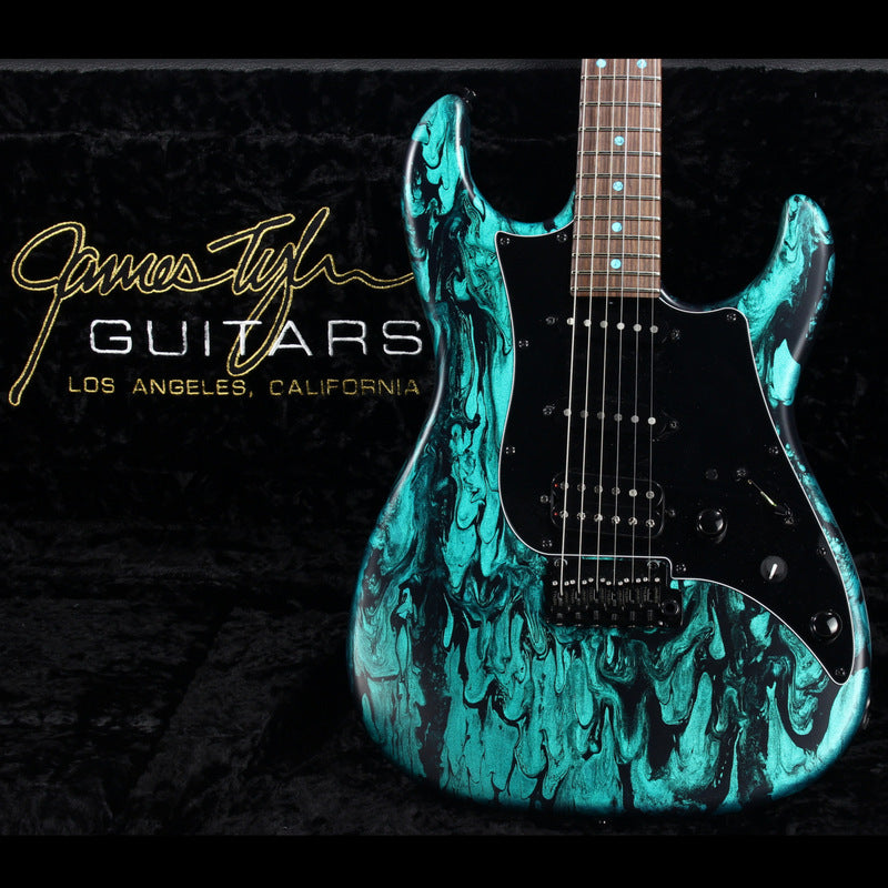 2023 James Tyler USA Studio Elite HD - Black Shmear w/ Turquoise Tint. Matching Dots, Roasted Neck!