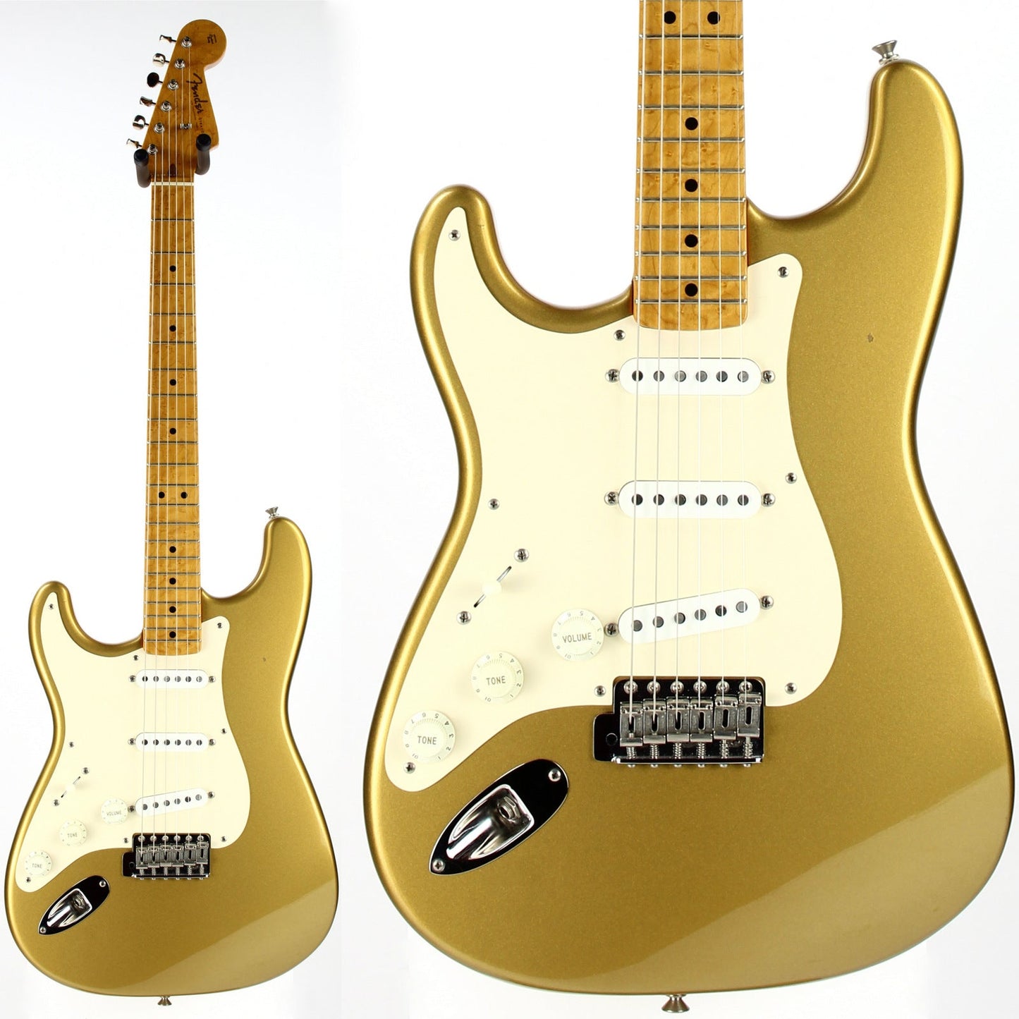 1991 Fender Custom Shop MASTERBUILT JW Black 1950's Stratocaster Reissue Electric Guitar | Aztec Gold, Lefty Strung Righty! j w