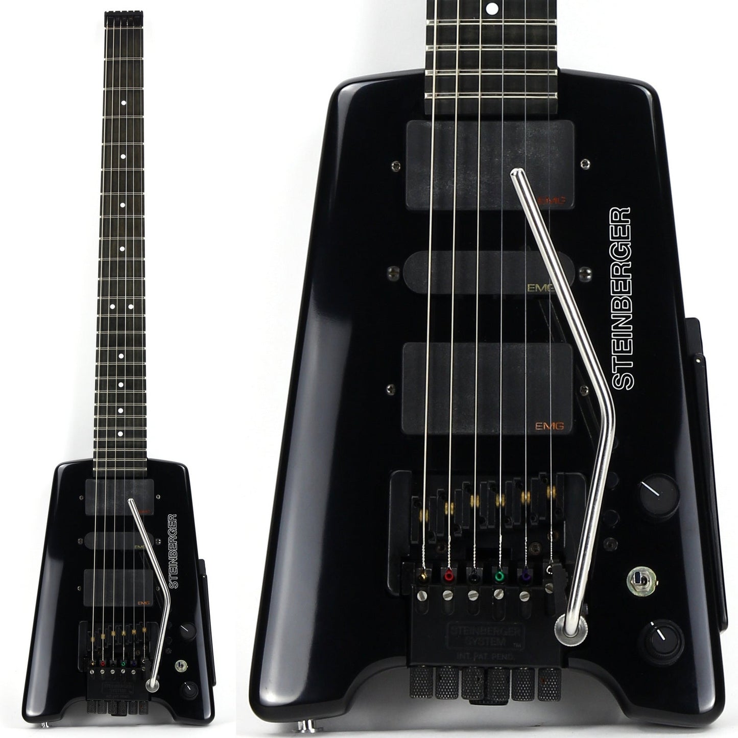 1997 Steinberger GL7TA Trans Trem Headless Electric Guitar | Original Hard Case and Tags, Black, CLEAN!