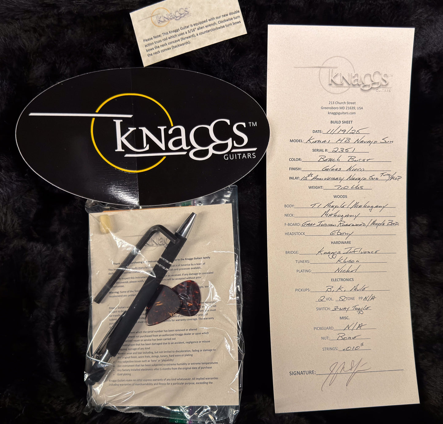 Knaggs Influence Kenai Hollowbody BeachBurst, Navajo Sun Package (351)