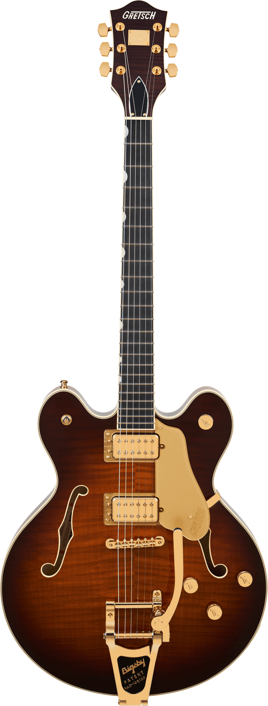 Gretsch Broadkaster LX Figured Center Block with String-Thru Bigsby and Gold Hardware, Ebony Fingerboard, Havana Burst