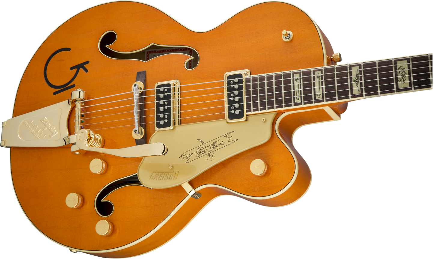 Gretsch G6120T-55 Vintage Select Edition '55 Chet Atkins Hollow Body with Bigsby, TV Jones, Vintage Orange Stain Lacquer