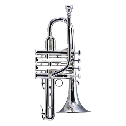 Schilke G1L-4 Four Valve Yellow Brass Tuning Bell G Trumpet - Silver Plated