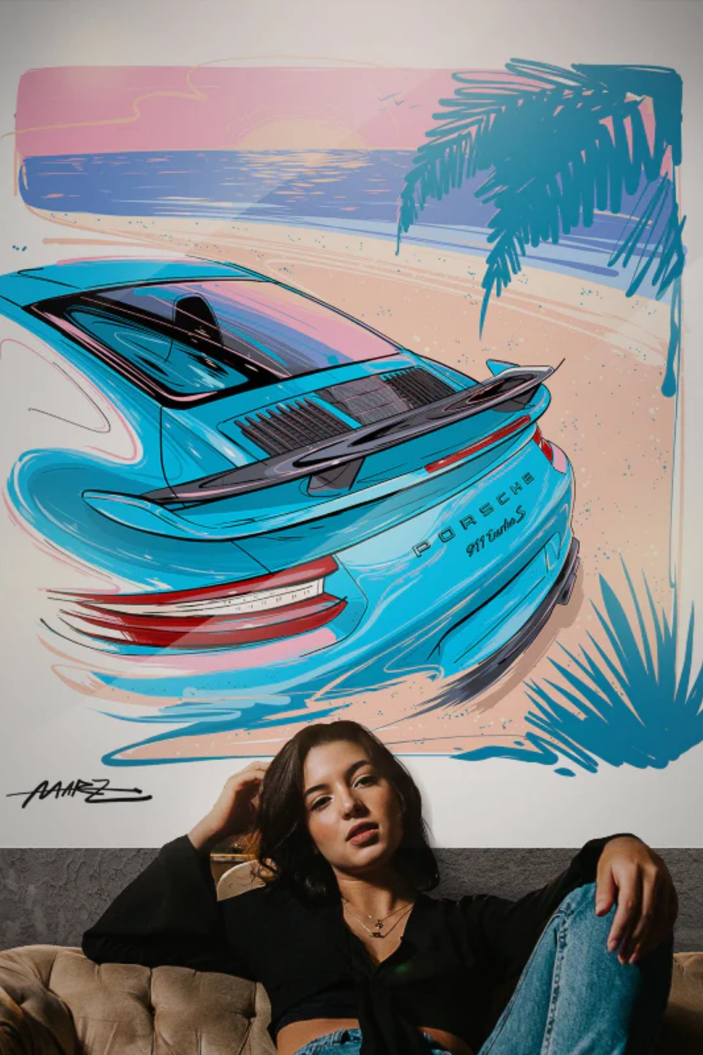 Marz Ink - Porsche Turbo S - Beach (Miami Blue) (ACRYLIC/METAL) - 1 of 50