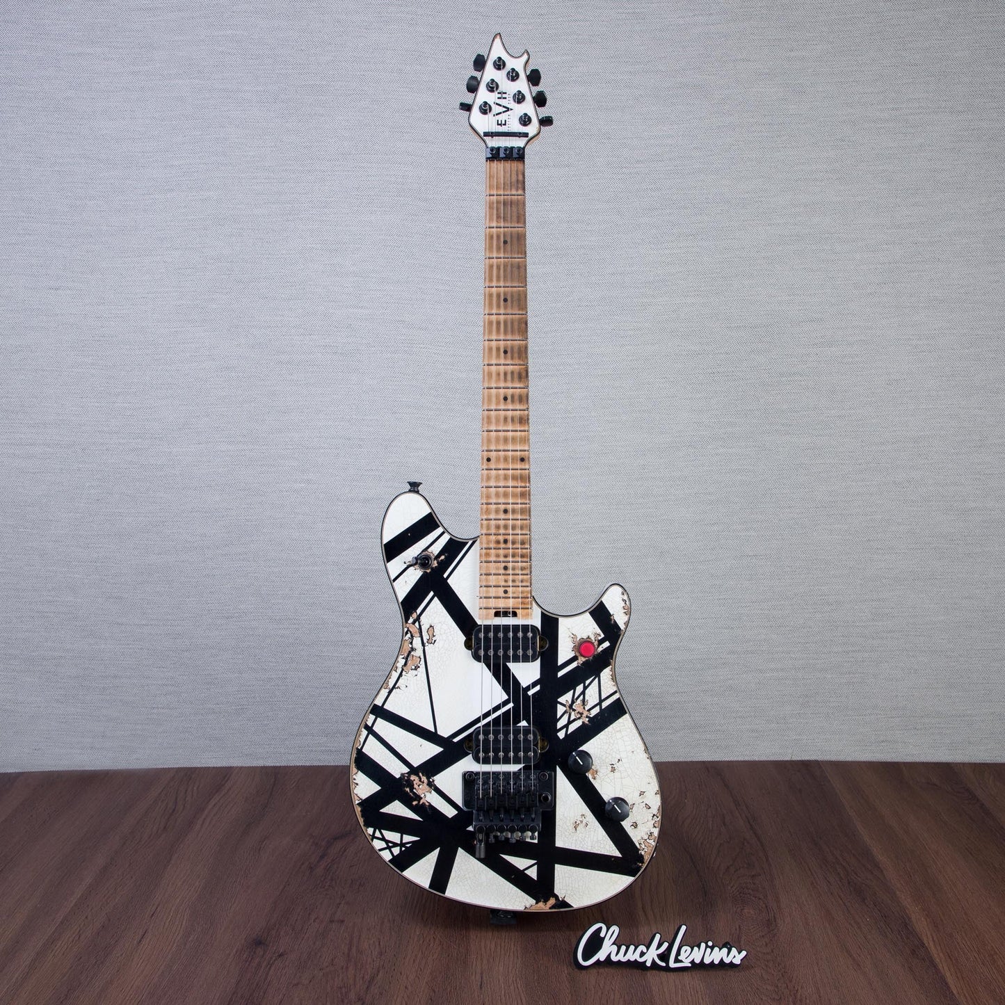 EVH Custom Shop Special Edition Wolfgang Stripes Electric Guitar - White/Black Stripes - #WG17613A