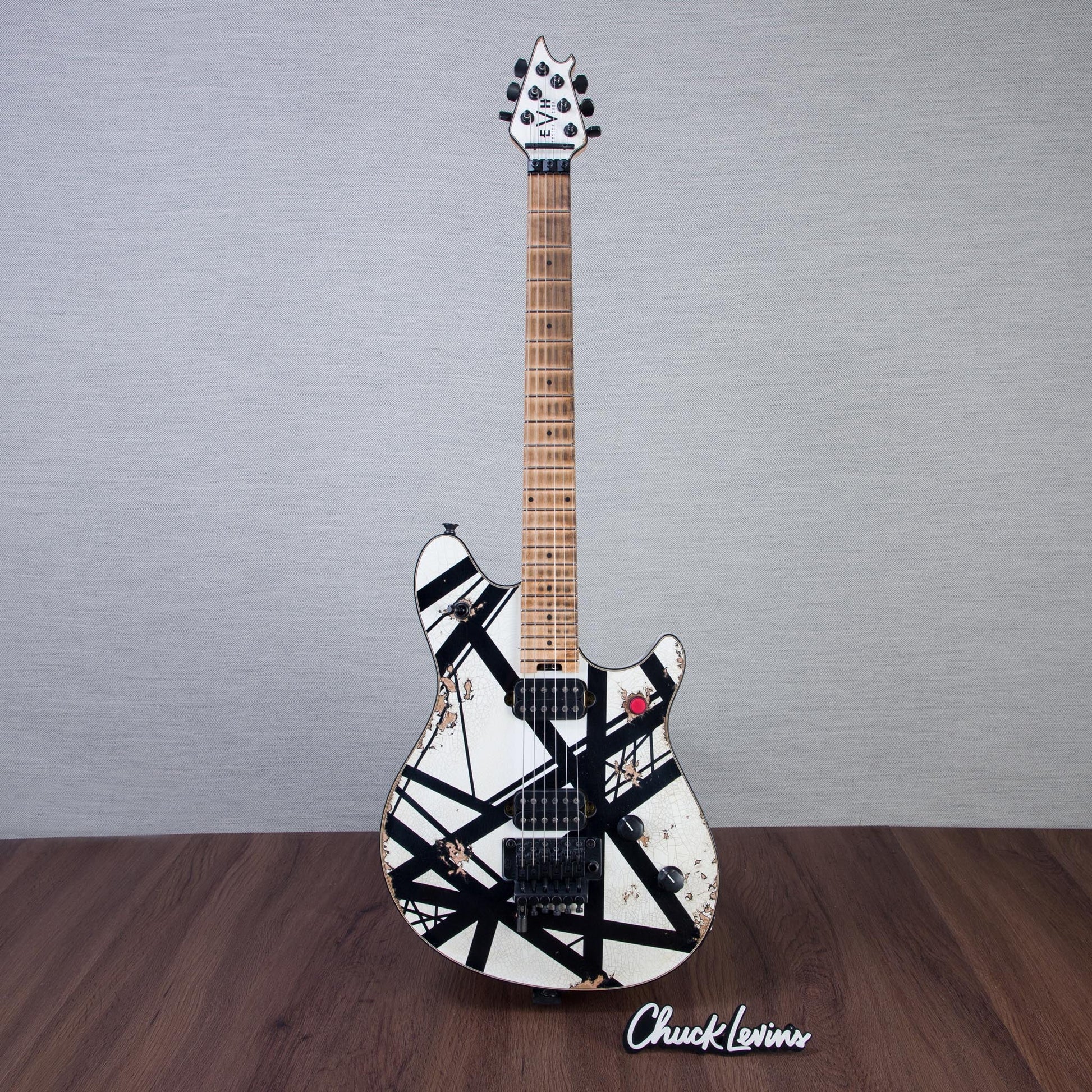 EVH Custom Shop Special Edition Wolfgang Stripes Electric Guitar - White/Black Stripes - #WG17613A