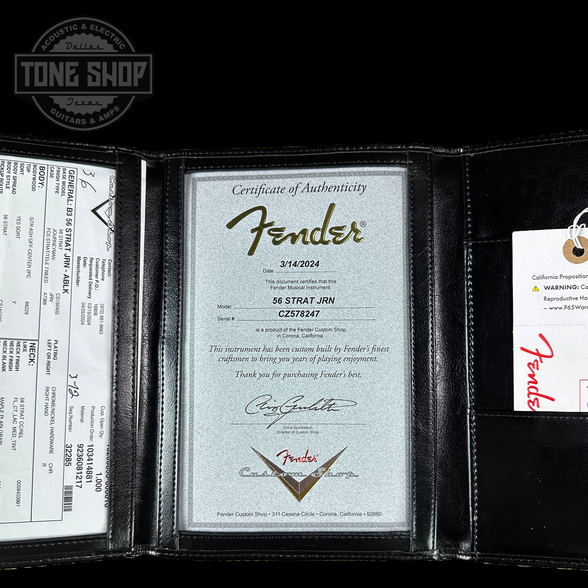 Fender Custom Shop 1956 Stratocaster Journeyman Relic Maple Neck Aged Black w/case CZ578247