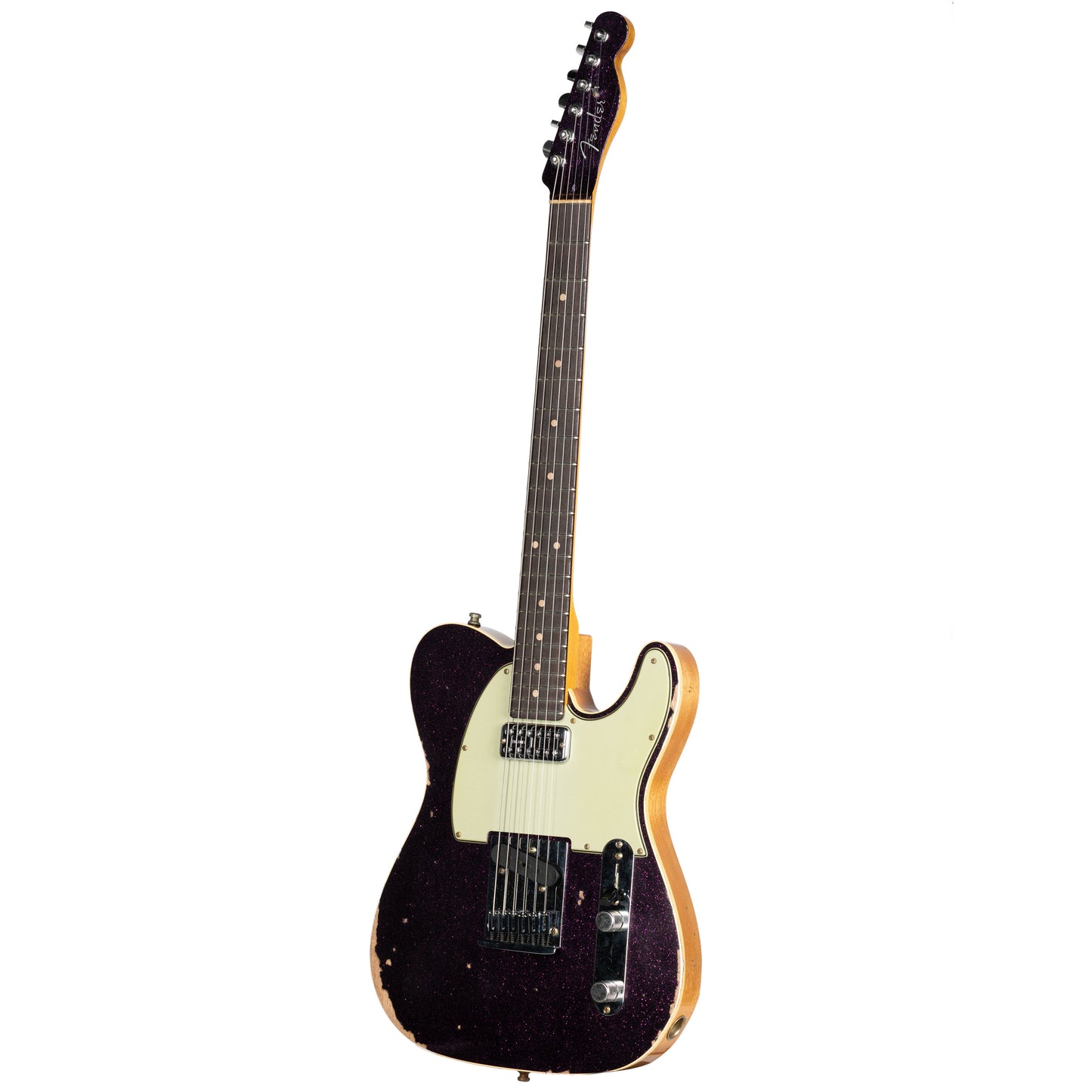 Fender Custom Shop Dual Stack HS Telecaster Relic - Magenta Sparkle Top with Natural Body