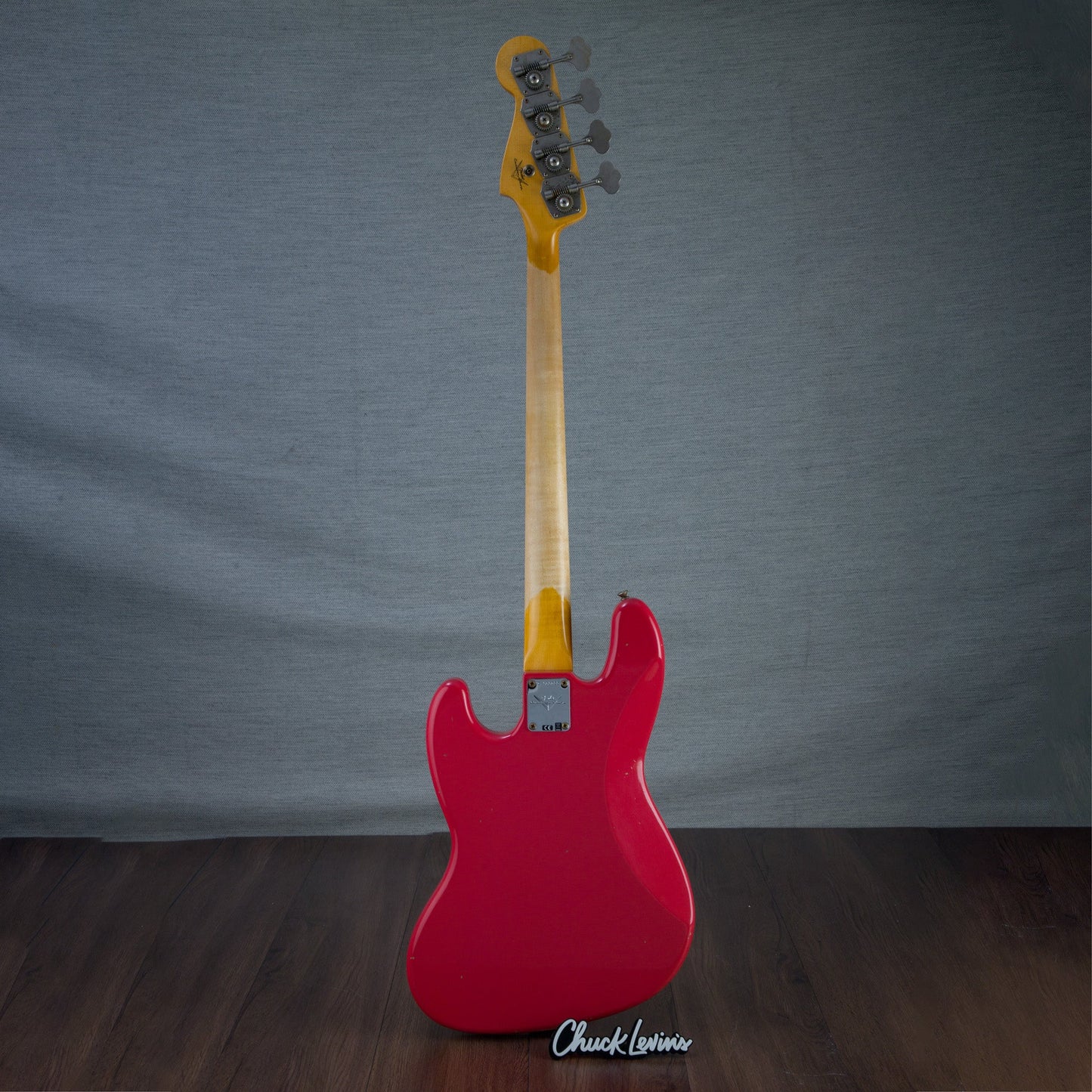 Fender Custom Shop 1963 Jazz Bass Journeyman Relic Electric Bass - Aged Fiesta Red - #CZ565655