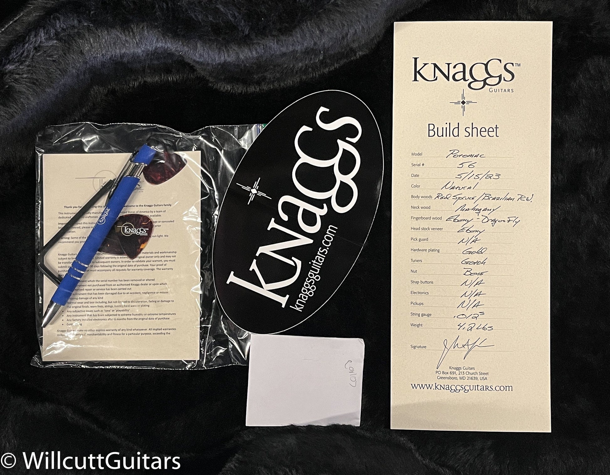 Knaggs Chesapeake Potomac Brazilian Rosewood, Koa Binding Sifel Rosette (56)