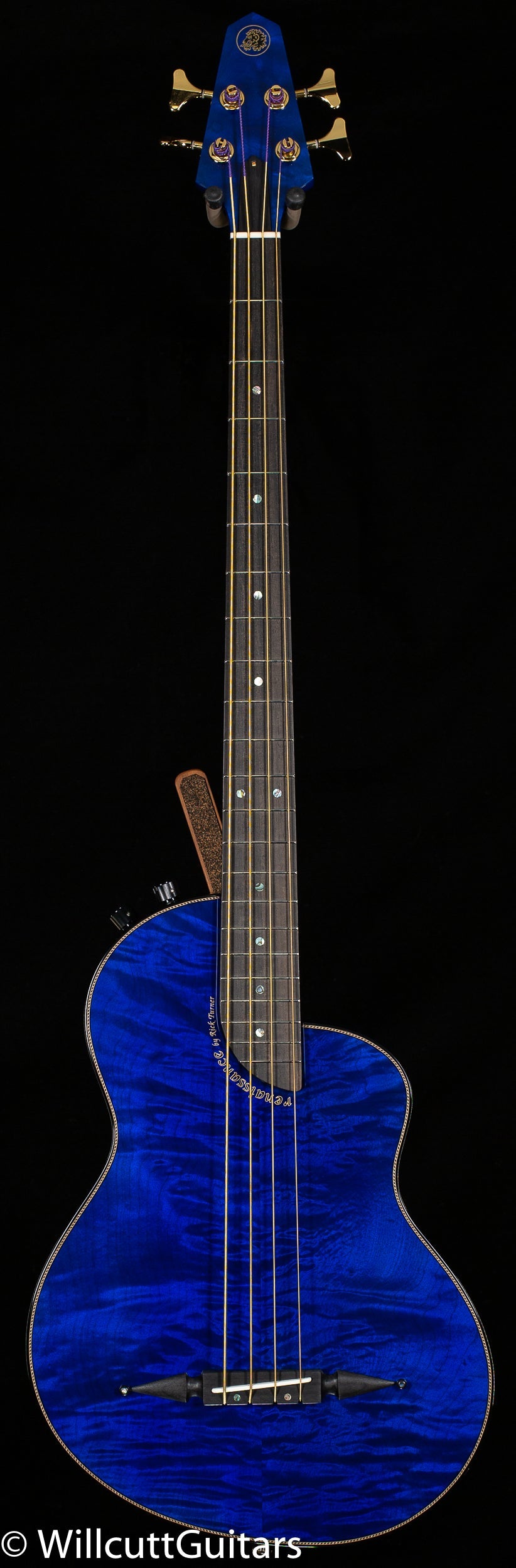 Rick Turner Renaissance RB4 Standard AmpliCoustic Bass Quilted Maple Top Blue Lagoon (870)