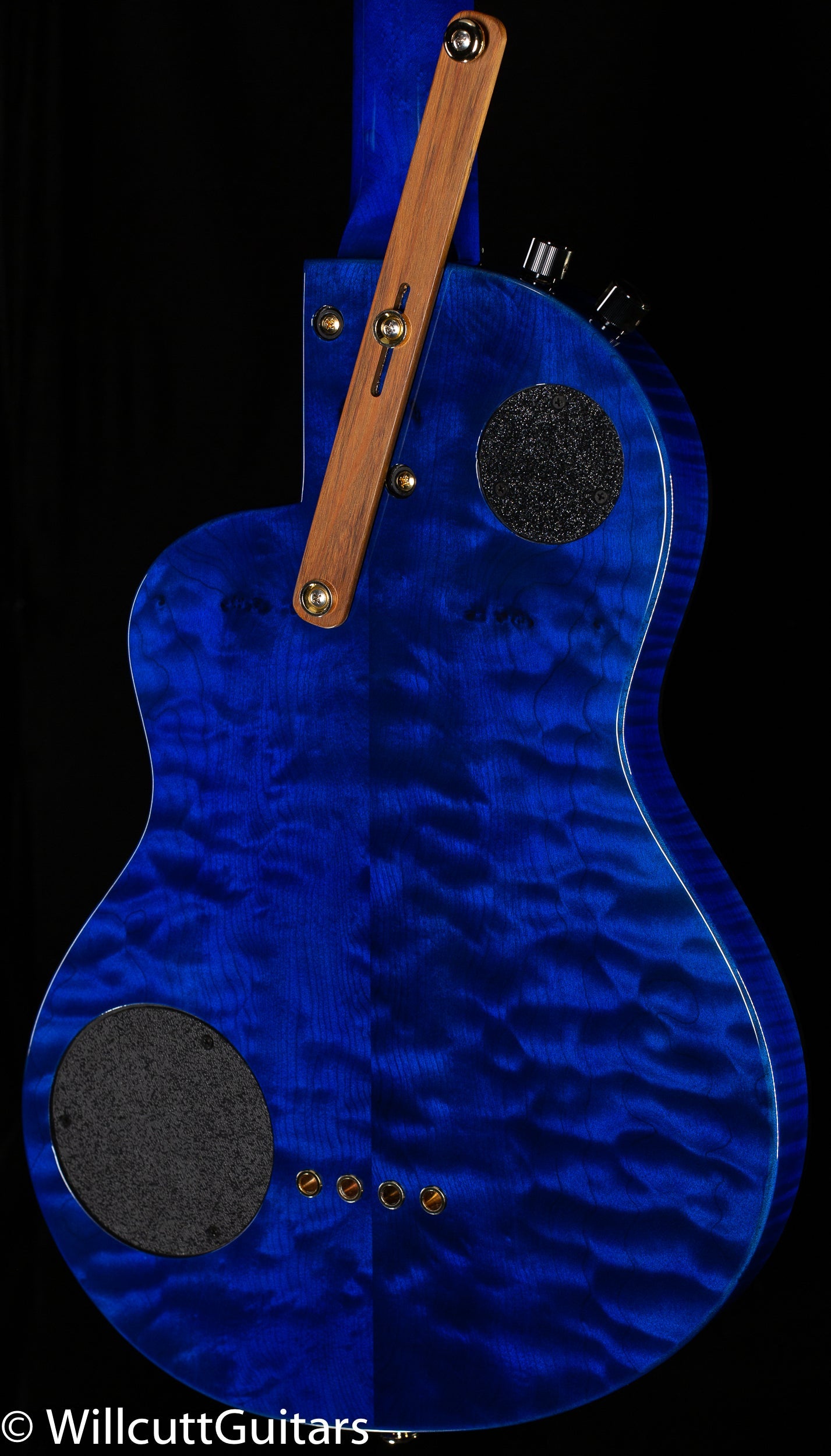 Rick Turner Renaissance RB4 Standard AmpliCoustic Bass Quilted Maple Top Blue Lagoon (870)
