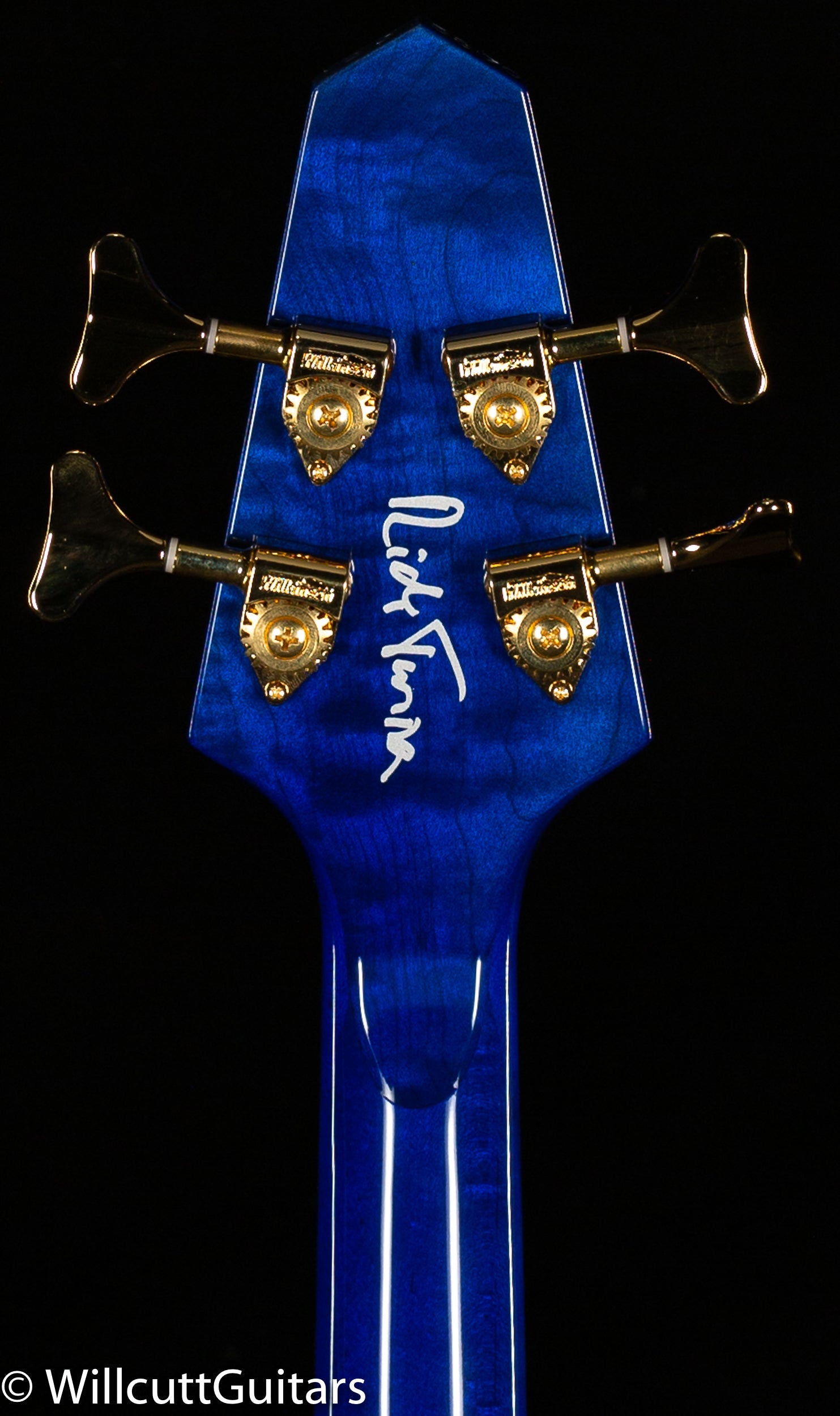 Rick Turner Renaissance RB4 Standard AmpliCoustic Bass Quilted Maple Top Blue Lagoon (870)