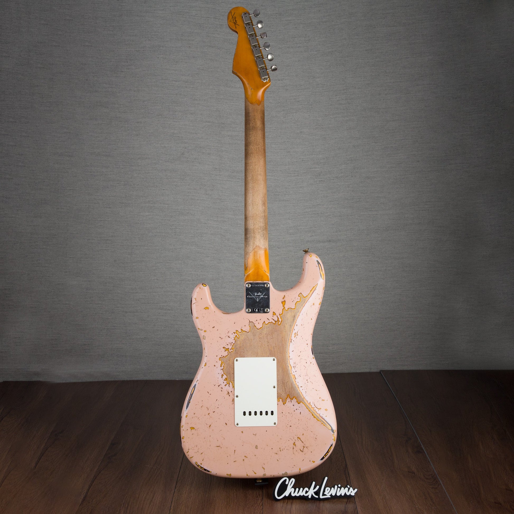 Fender Custom Shop '59 Stratocaster Super Heavy Relic Electric Guitar - Aged Shell Pink Over Chocolate 3-Tone Sunburst