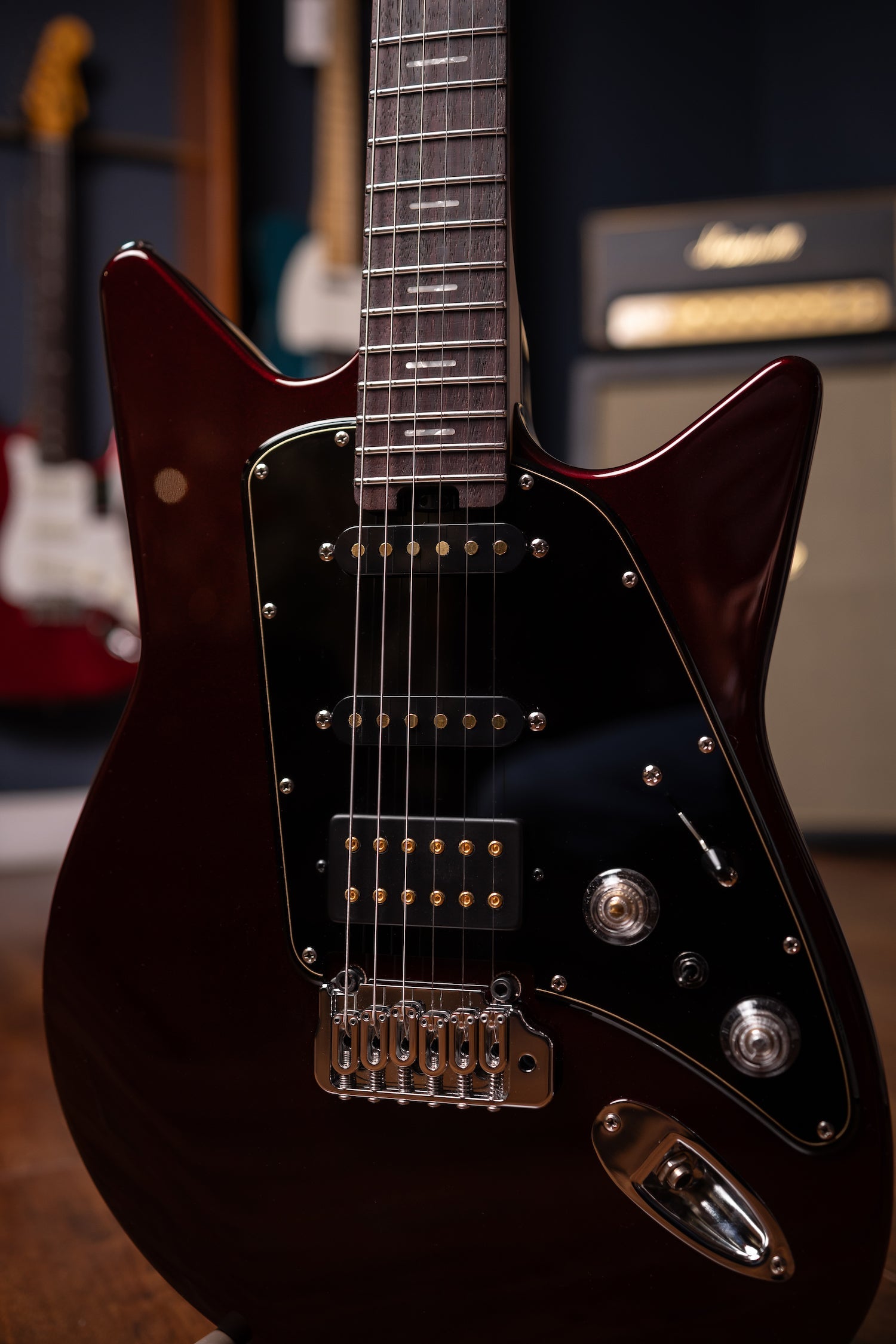 Osvaldo Skyline Six Electric Guitar - Obsidian Red