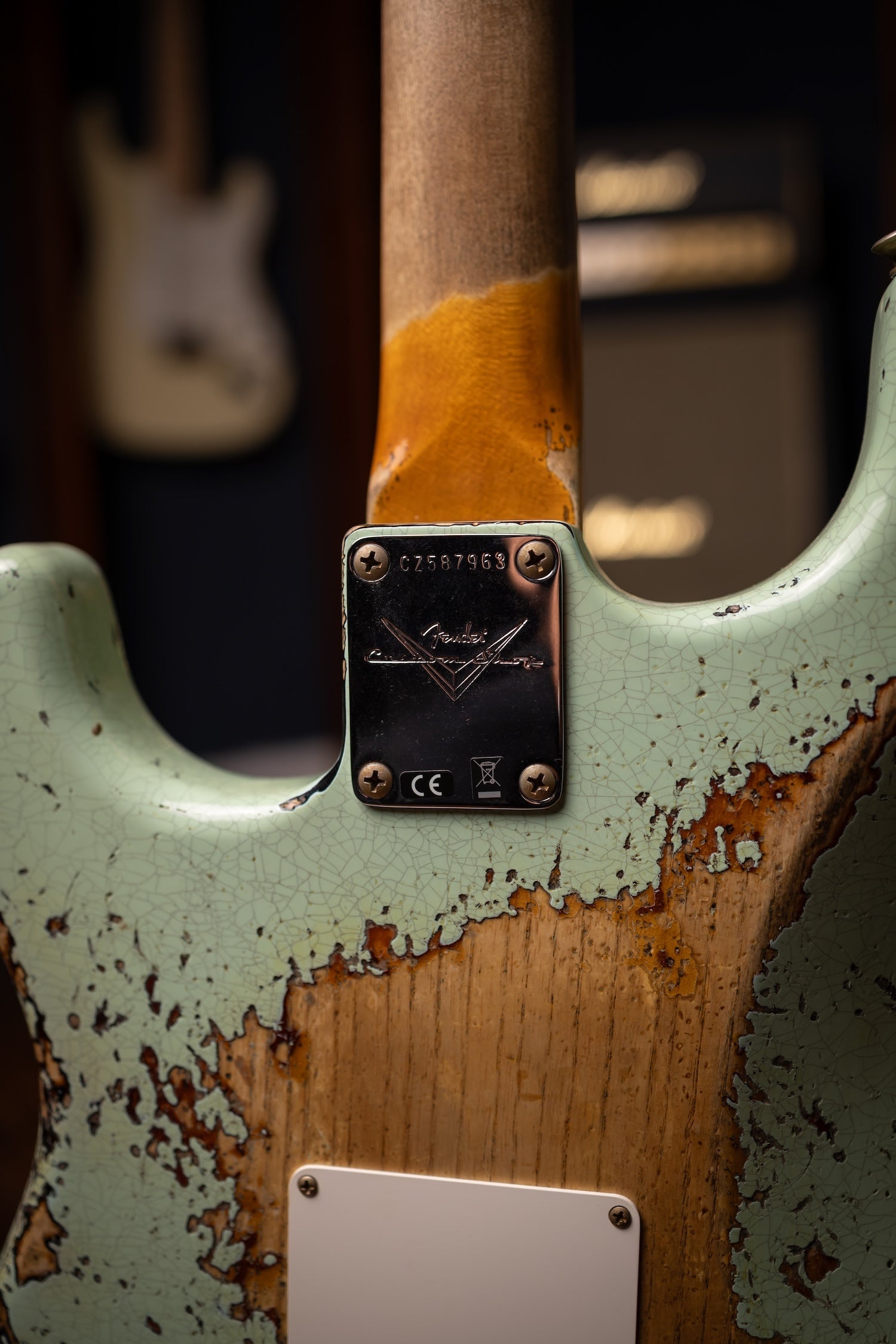 Fender Custom Shop 1961 Stratocaster Super Heavy Relic, 3A Rosewood Fingerboard Electric Guitar - Aged Surf Green over 3-Color Sunburst