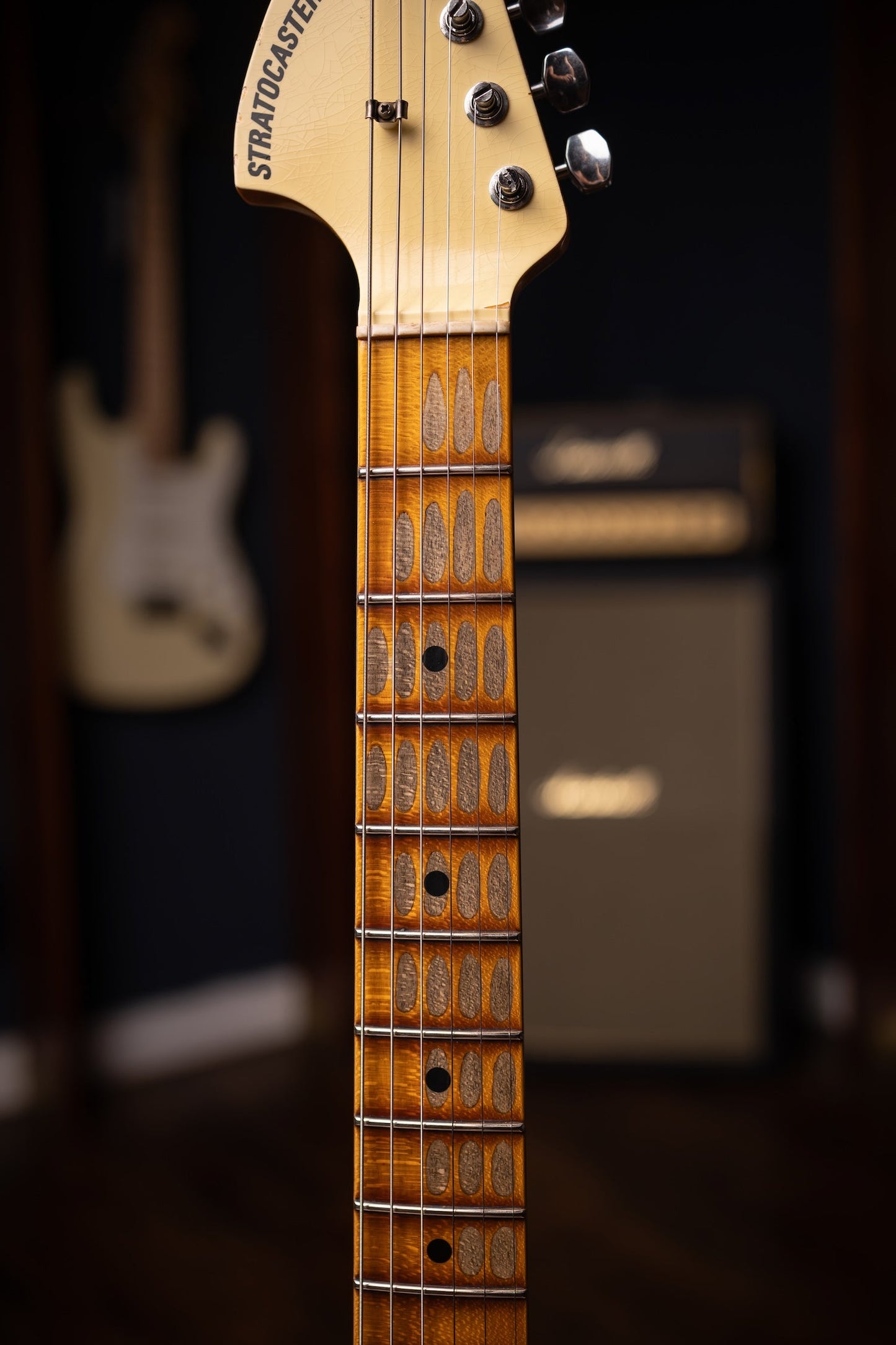 Fender Custom Shop 1969 Stratocaster Heavy Relic Electric Guitar - Aged Vintage White with Matching Headcap