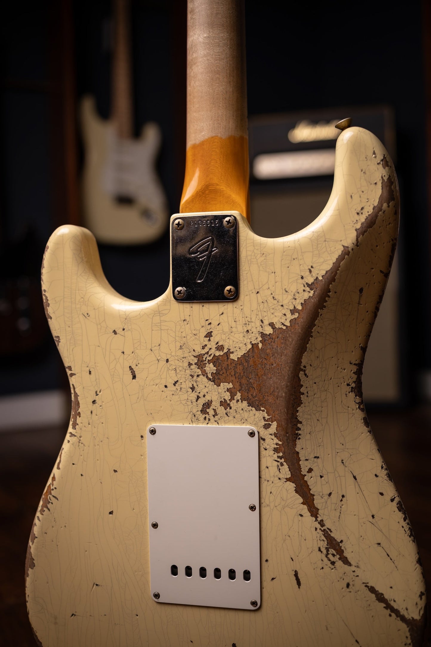 Fender Custom Shop 1969 Stratocaster Heavy Relic Electric Guitar - Aged Vintage White with Matching Headcap