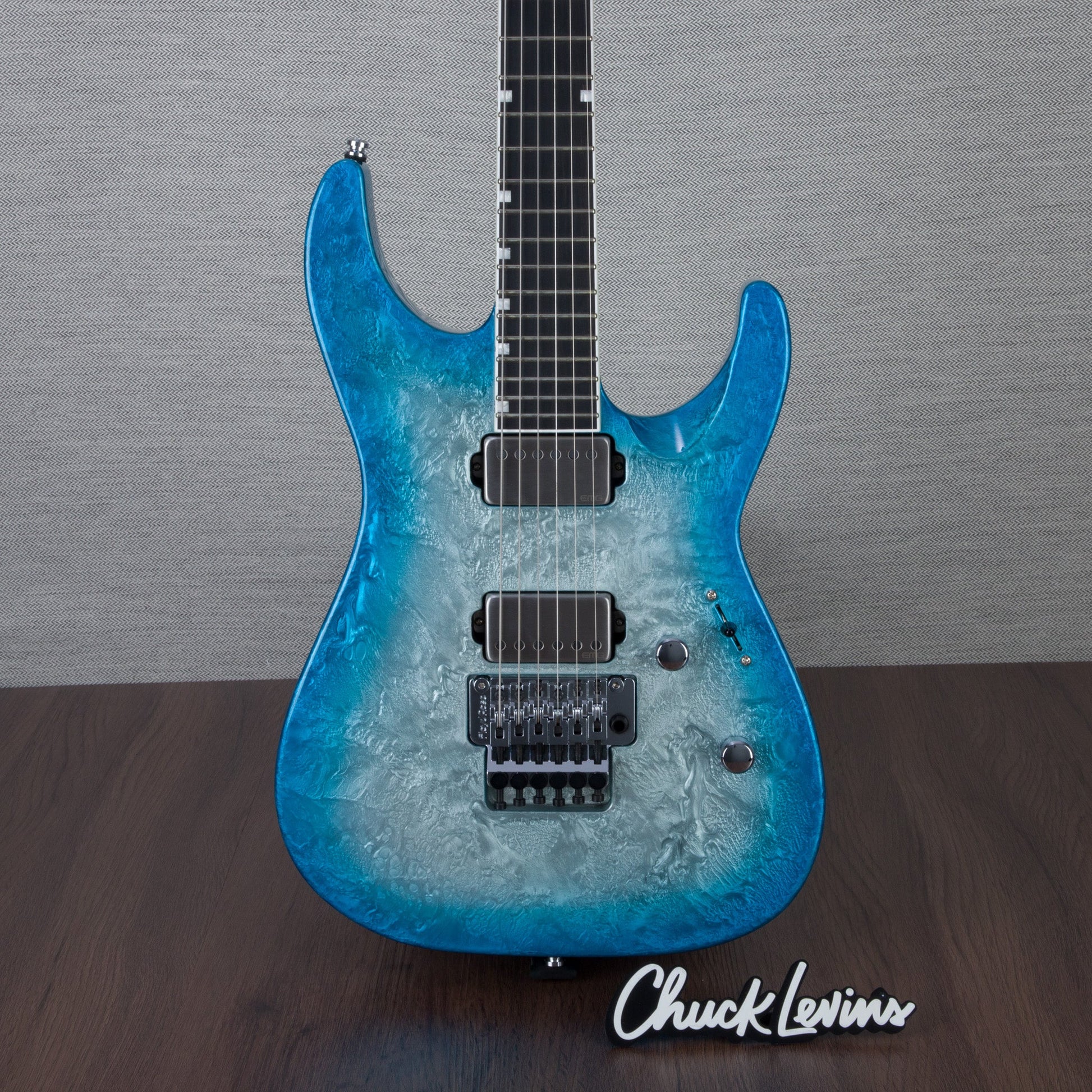 ESP M-II CTM FR Electric Guitar - Liquid Metal Silver/Blue Burst - #E3920242