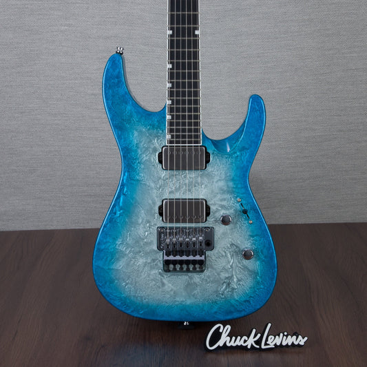 ESP M-II CTM FR Electric Guitar - Liquid Metal Silver/Blue Burst - #E3920242
