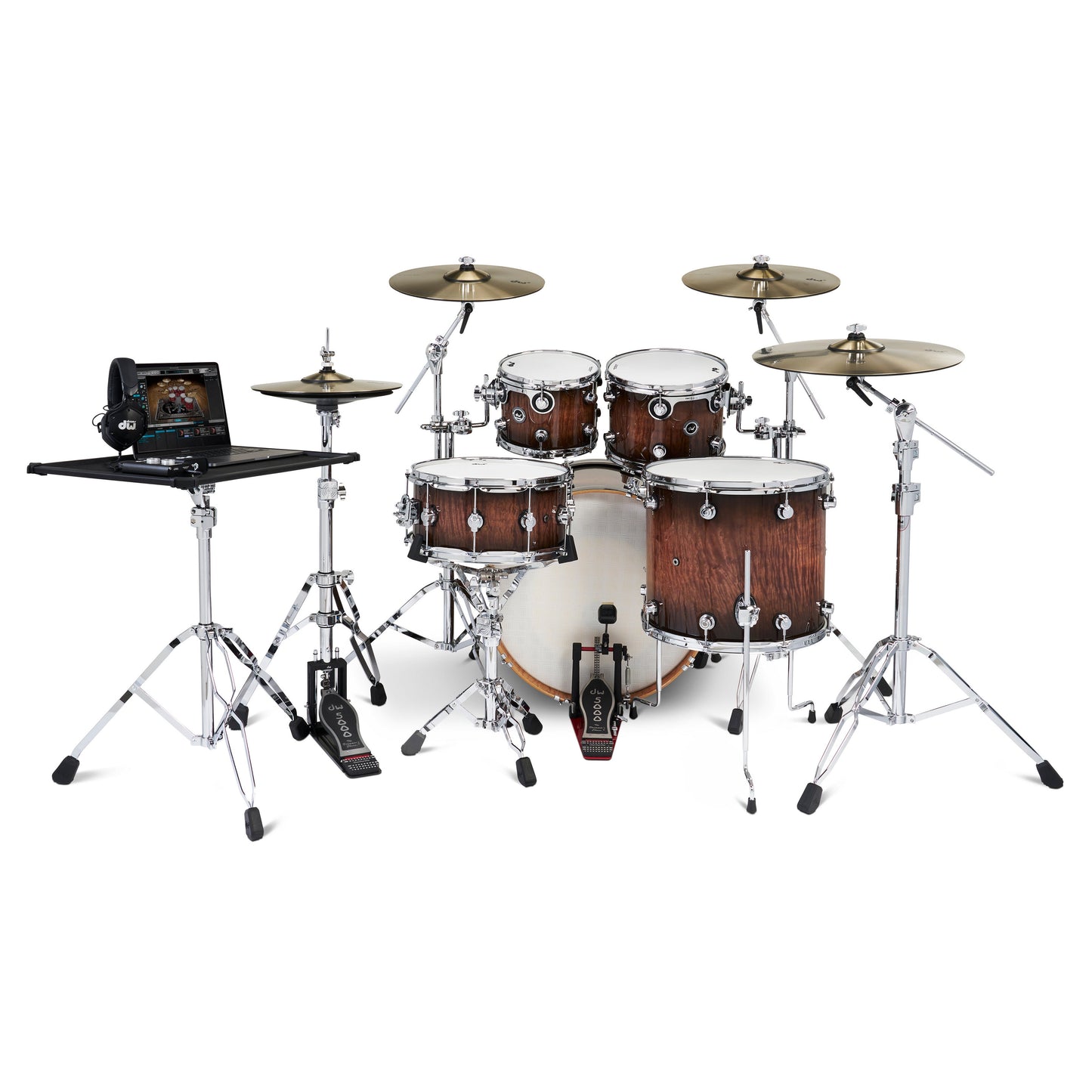 DW DWe 5-Piece Drum Kit Bundle - Exotic Curly Maple Burst