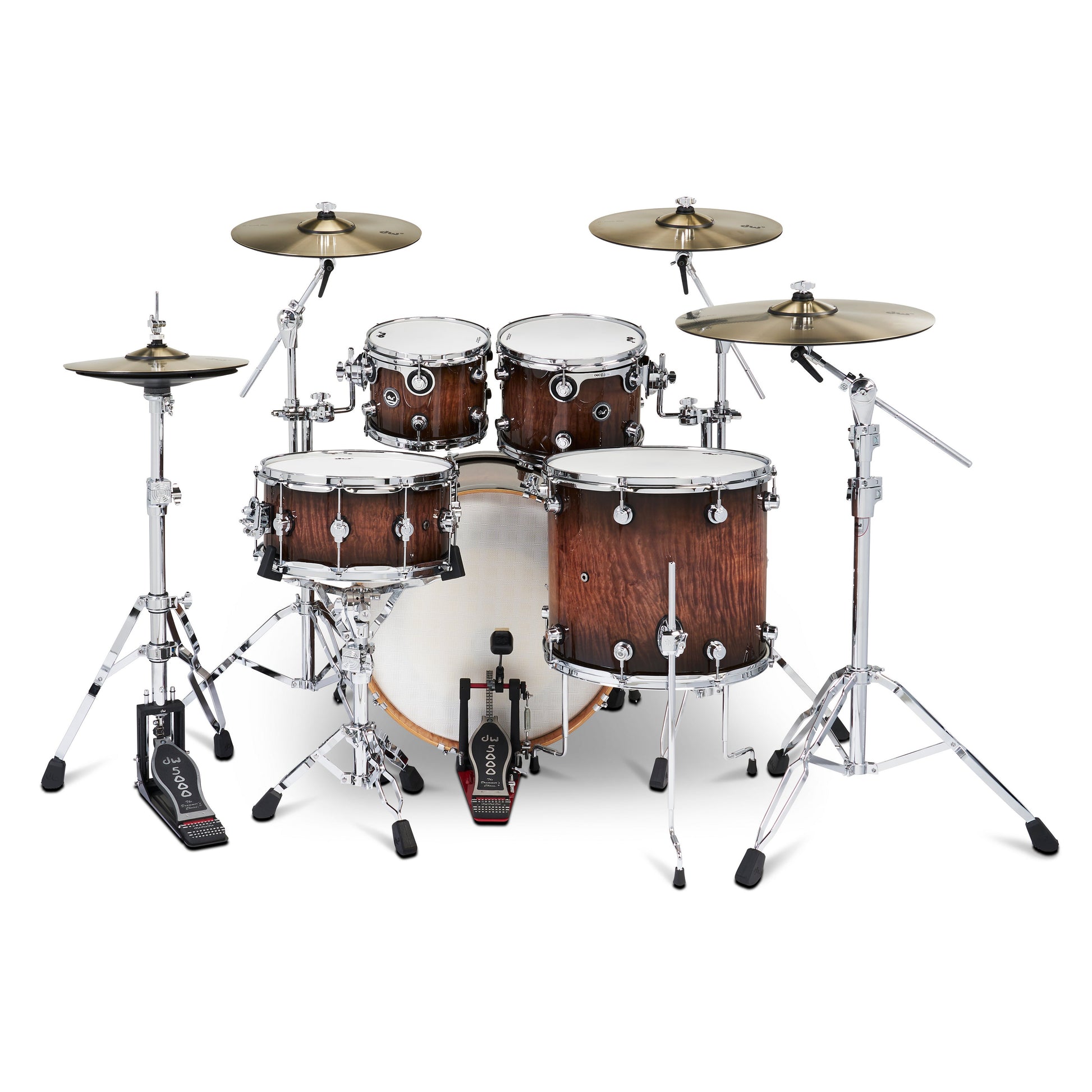 DW DWe 5-Piece Drum Kit Bundle - Exotic Curly Maple Burst