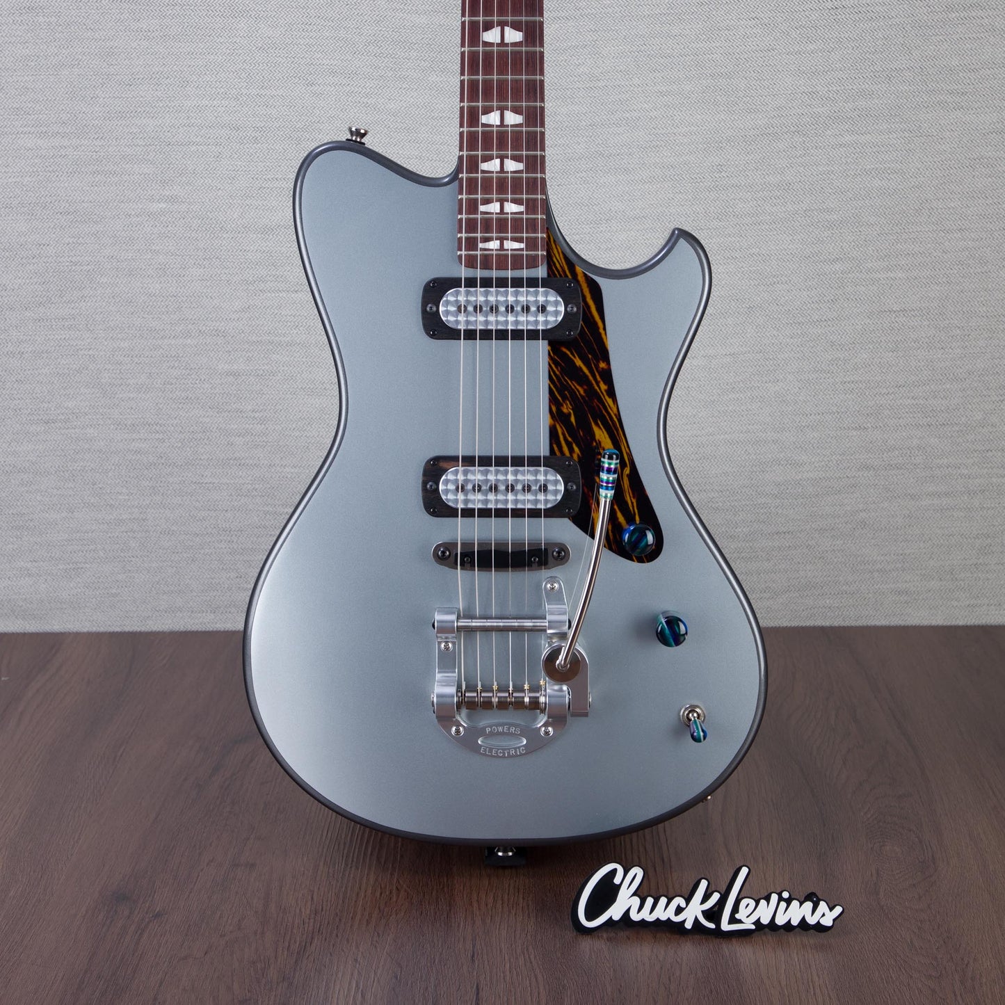 Powers Electric A-Type Electric Guitar - Two Tone Dolomite/Silver Top - #B070