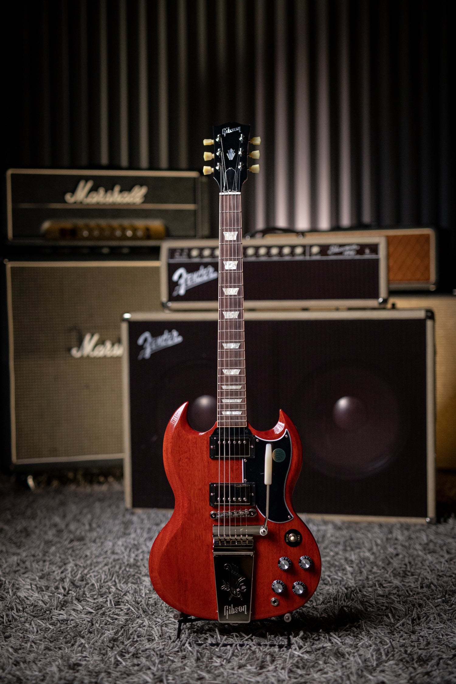 Gibson Custom Shop 1964 SG Standard Reissue W/ Maestro Electric Guitar - VOS Cherry Red