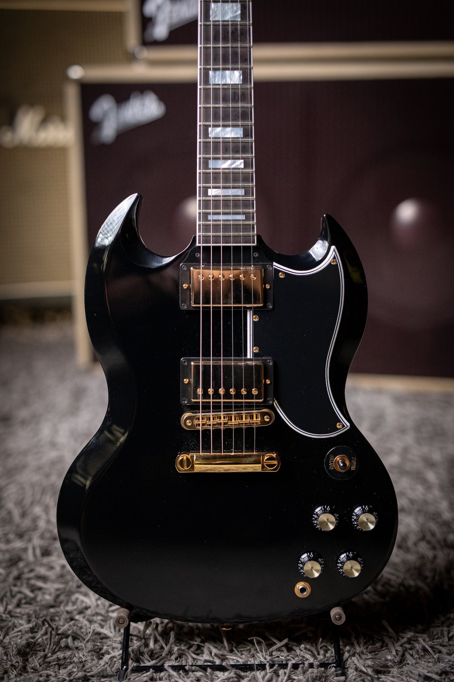 Gibson Custom Shop SG Custom w/ Ebony Fingerboard Gloss Electric Guitar - Ebony