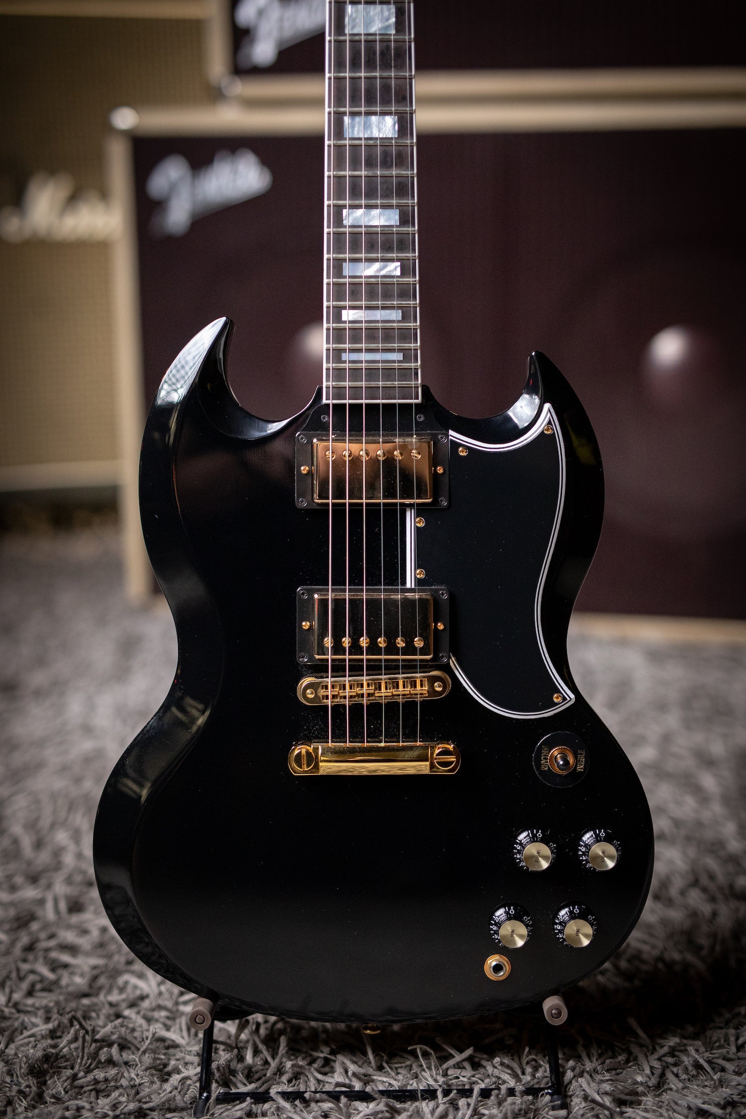 Gibson Custom Shop SG Custom w/ Ebony Fingerboard Gloss Electric Guitar - Ebony