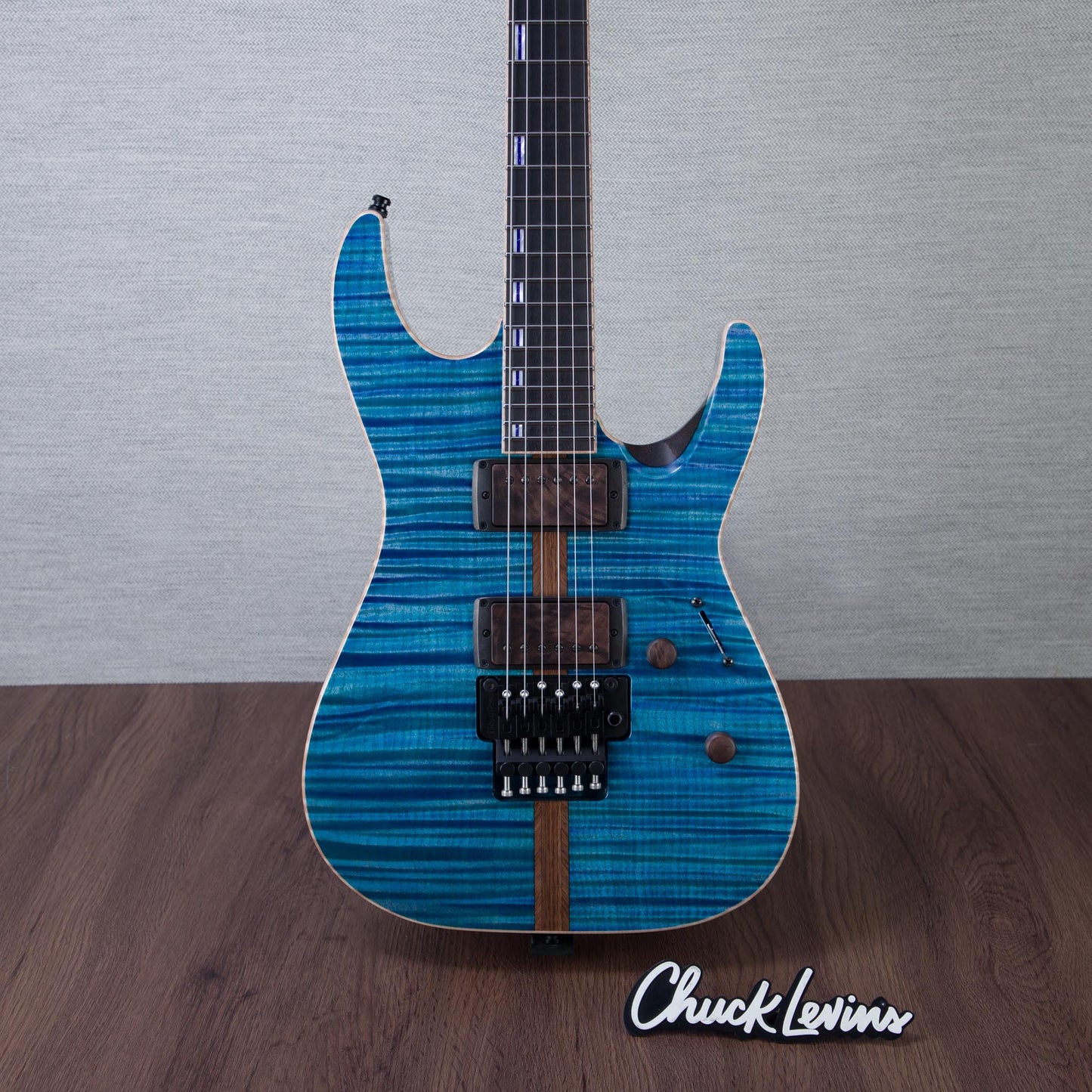 ESP Custom Shop Exhibition EXL M-II DX FR Electric Guitar - Sea Serpent Blue / Sunset Coast - #E3041252