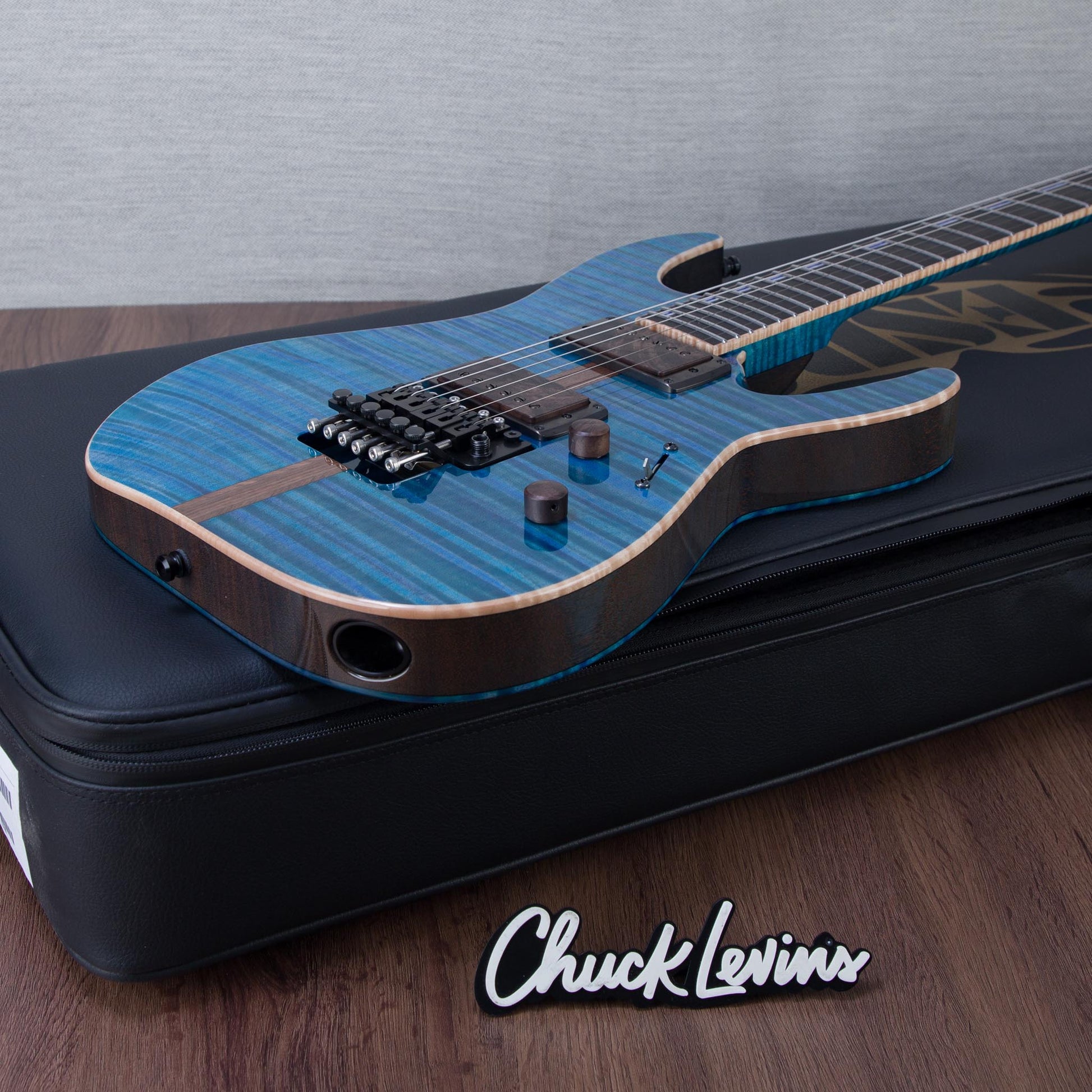 ESP Custom Shop Exhibition EXL M-II DX FR Electric Guitar - Sea Serpent Blue / Sunset Coast - #E3041252