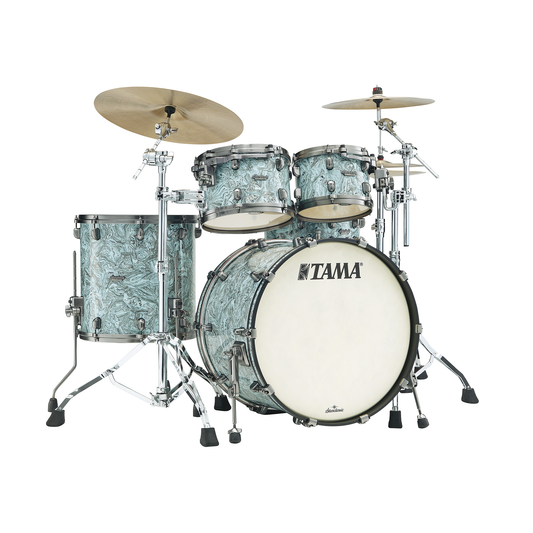 TAMA Starclassic Maple 4-Piece Shell Pack, Black Nickel Shell Hardware - Sky Blue Swirl, 22" Kick