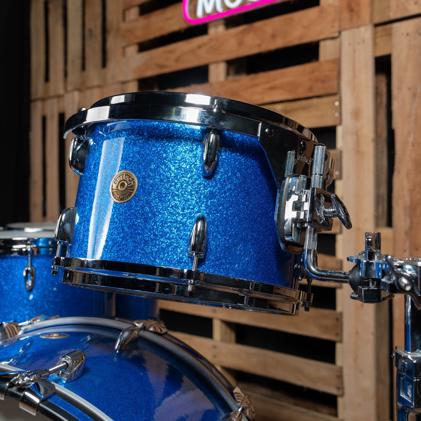 Gretsch USA Custom Nitron 4-Piece Shell Pack, 22" Kick - Blue Sparkle