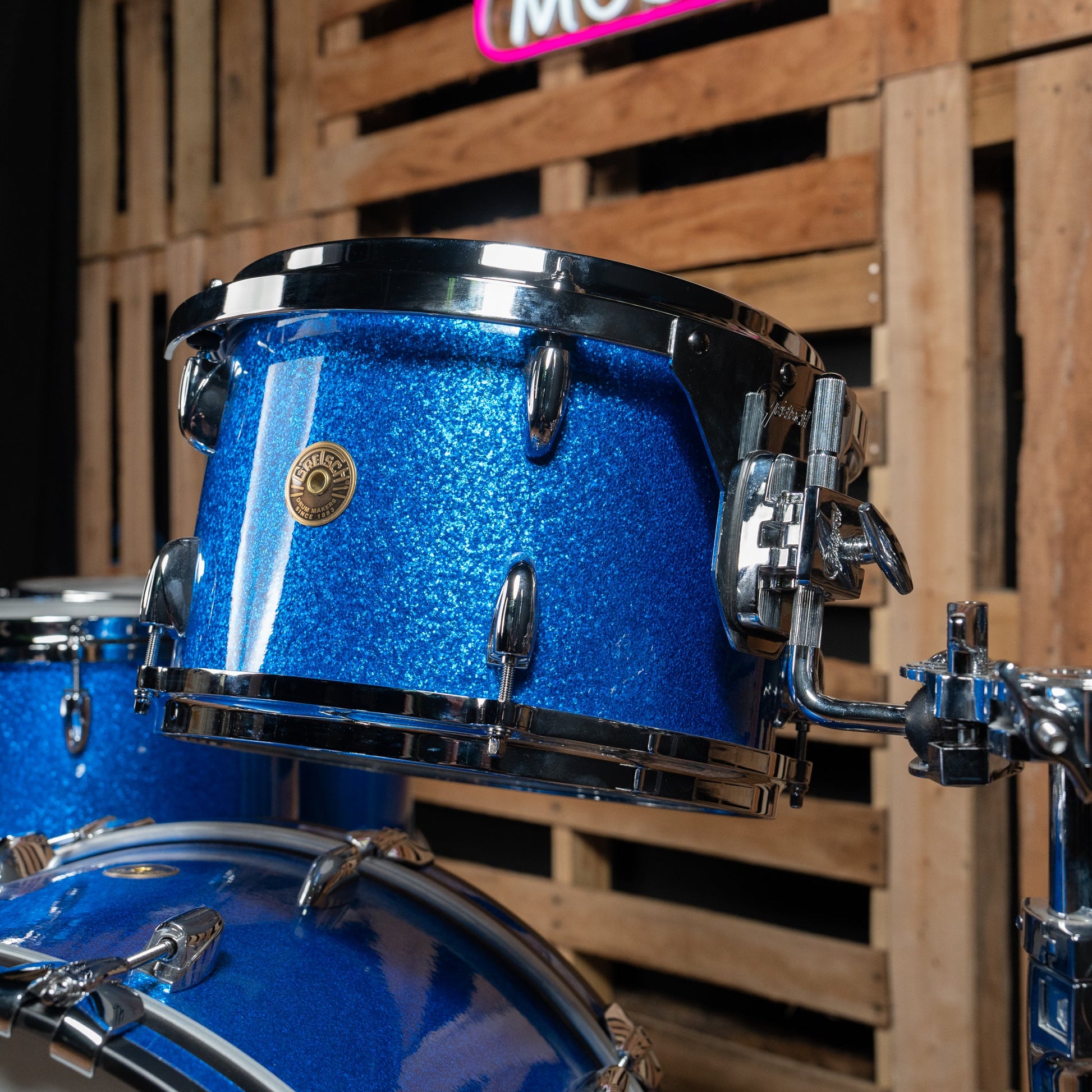 Gretsch USA Custom Nitron 4-Piece Shell Pack, 22" Kick - Blue Sparkle