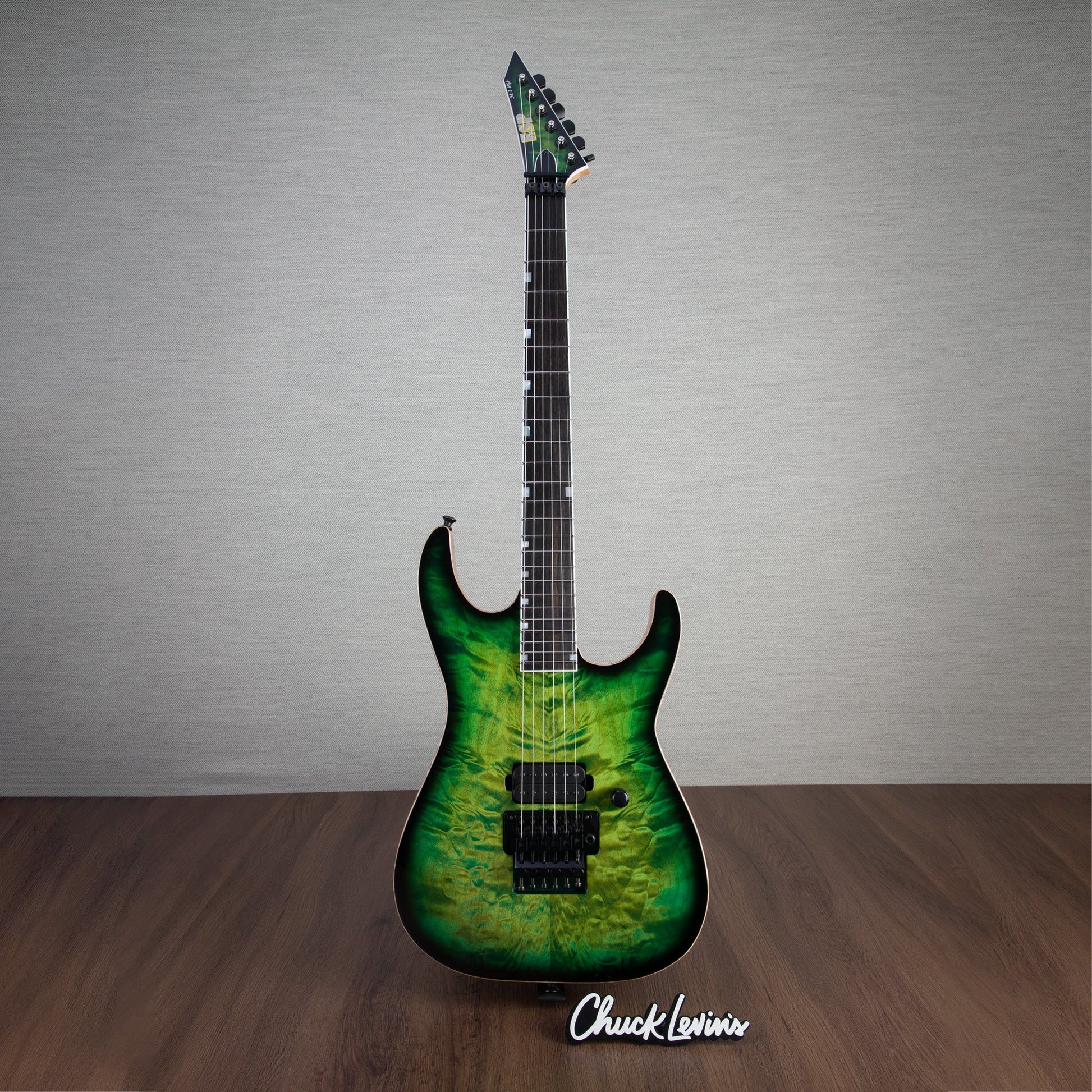 ESP USA M-I FR-DLX Quilt Maple Top Electric Guitar - Dark Lime Sunburst - #US23086
