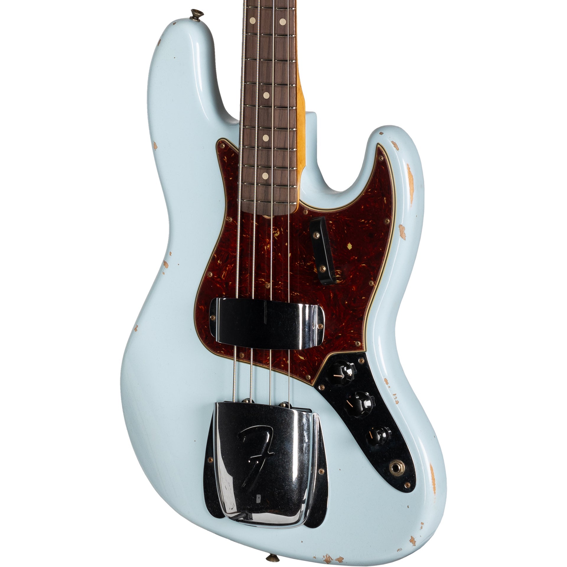 Fender Custom Shop 64 Jazz Bass Guitar Relic with Painted Headcap - Sonic Blue