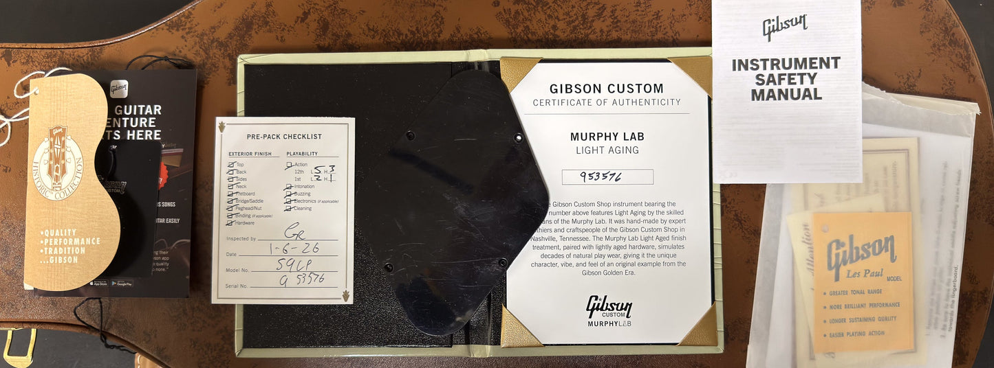 Gibson Custom Shop 1959 Les Paul Standard Reissue Factory Burst Murphy Lab Light Aged (576)