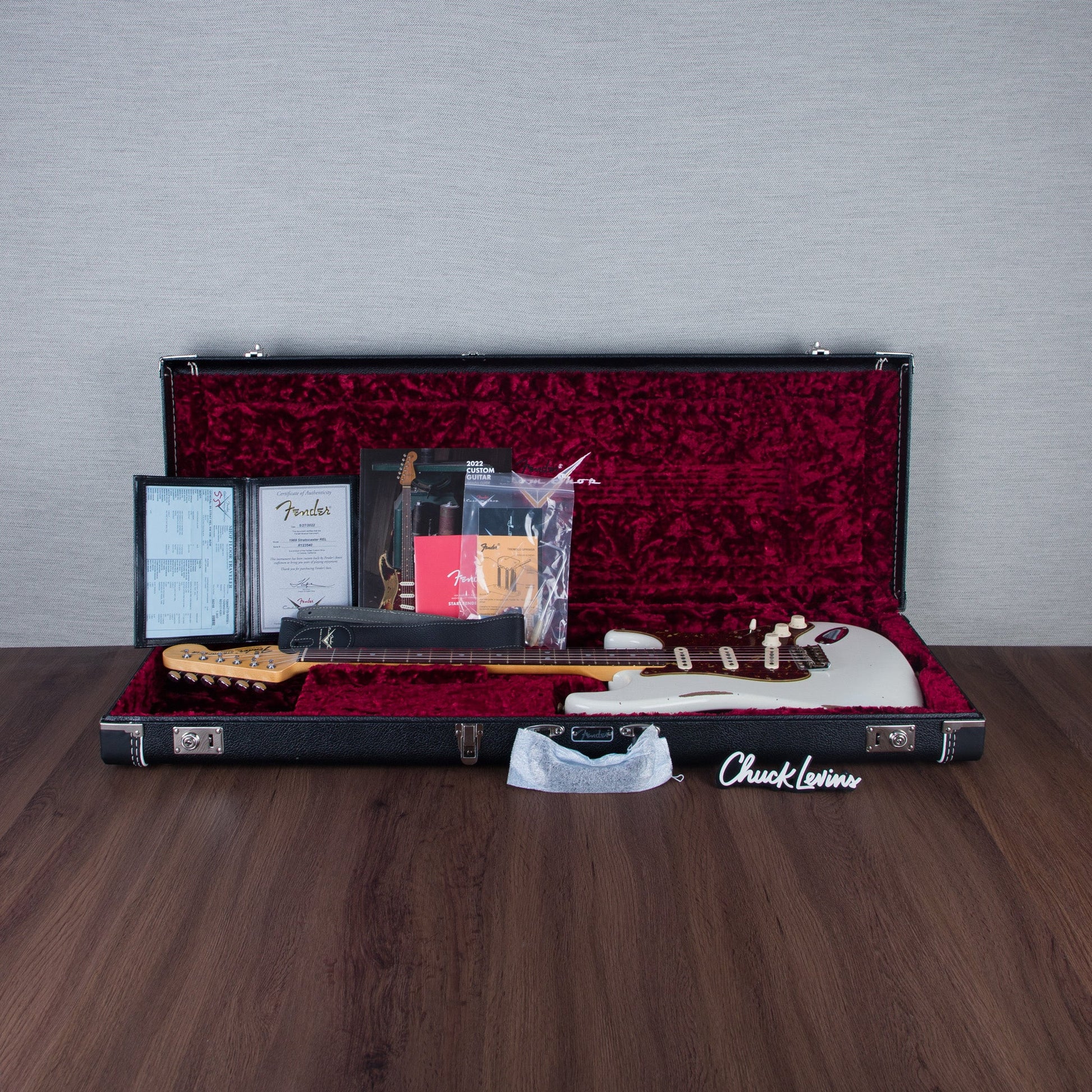 Fender Custom Shop 1969 Stratocaster Electric Guitar - Aged Olympc White - #R123540