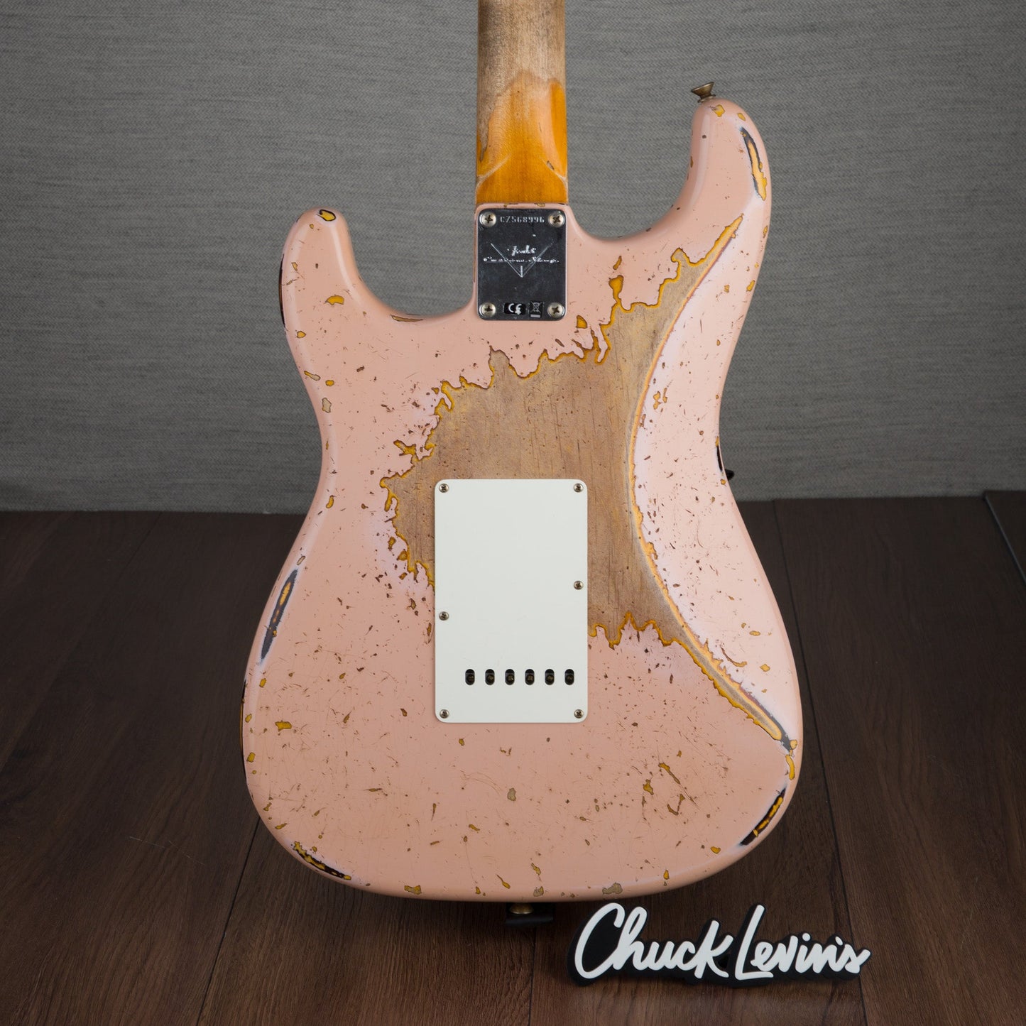 Fender Custom Shop '59 Stratocaster Super Heavy Relic Electric Guitar - Aged Shell Pink Over Chocolate 3-Tone Sunburst