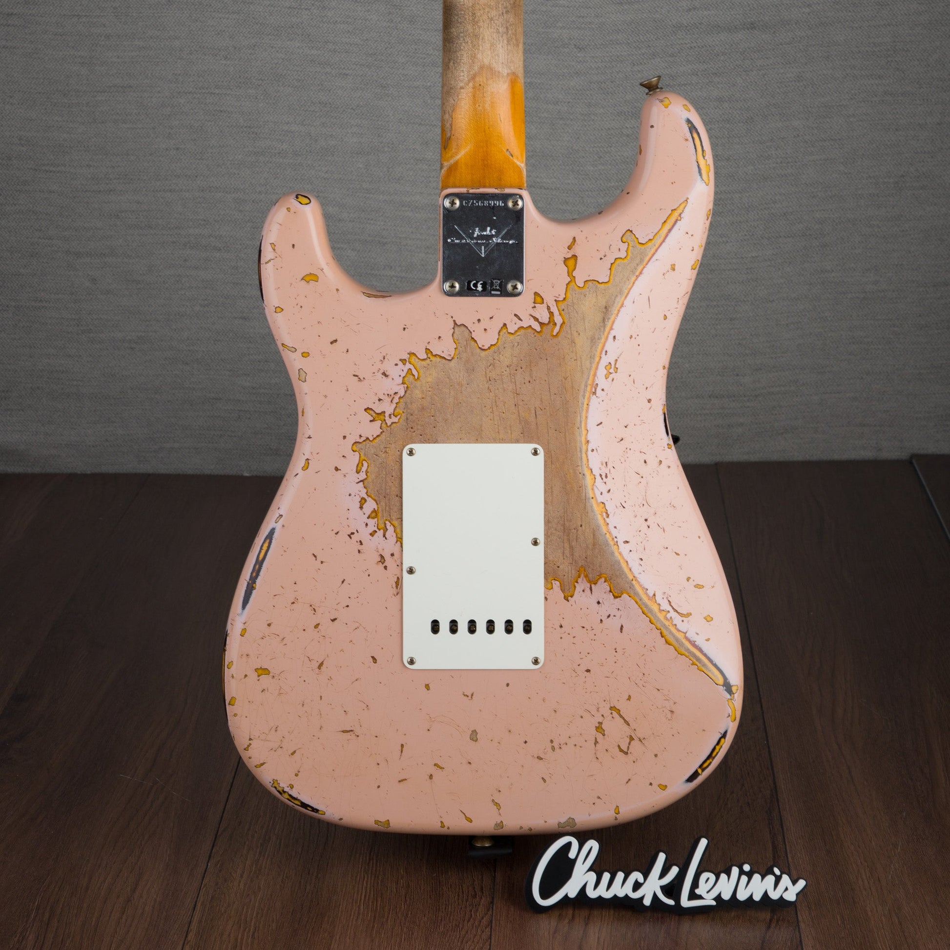 Fender Custom Shop '59 Stratocaster Super Heavy Relic Electric Guitar - Aged Shell Pink Over Chocolate 3-Tone Sunburst