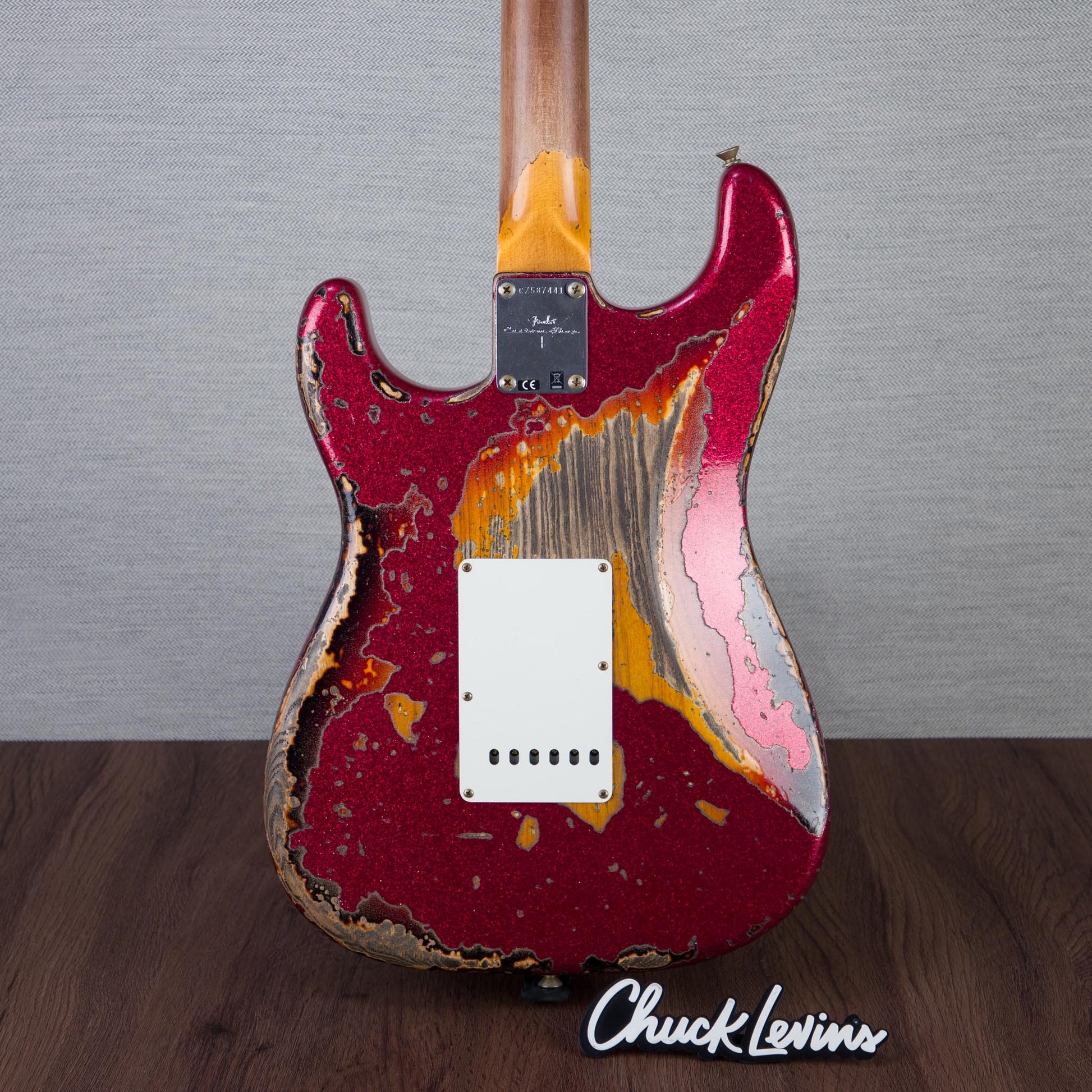 Fender Custom 1961 Stratocaster Electric Guitar Super Heavy Relic - Red Sparkle over 3-Color Sunburst - #CZ587441