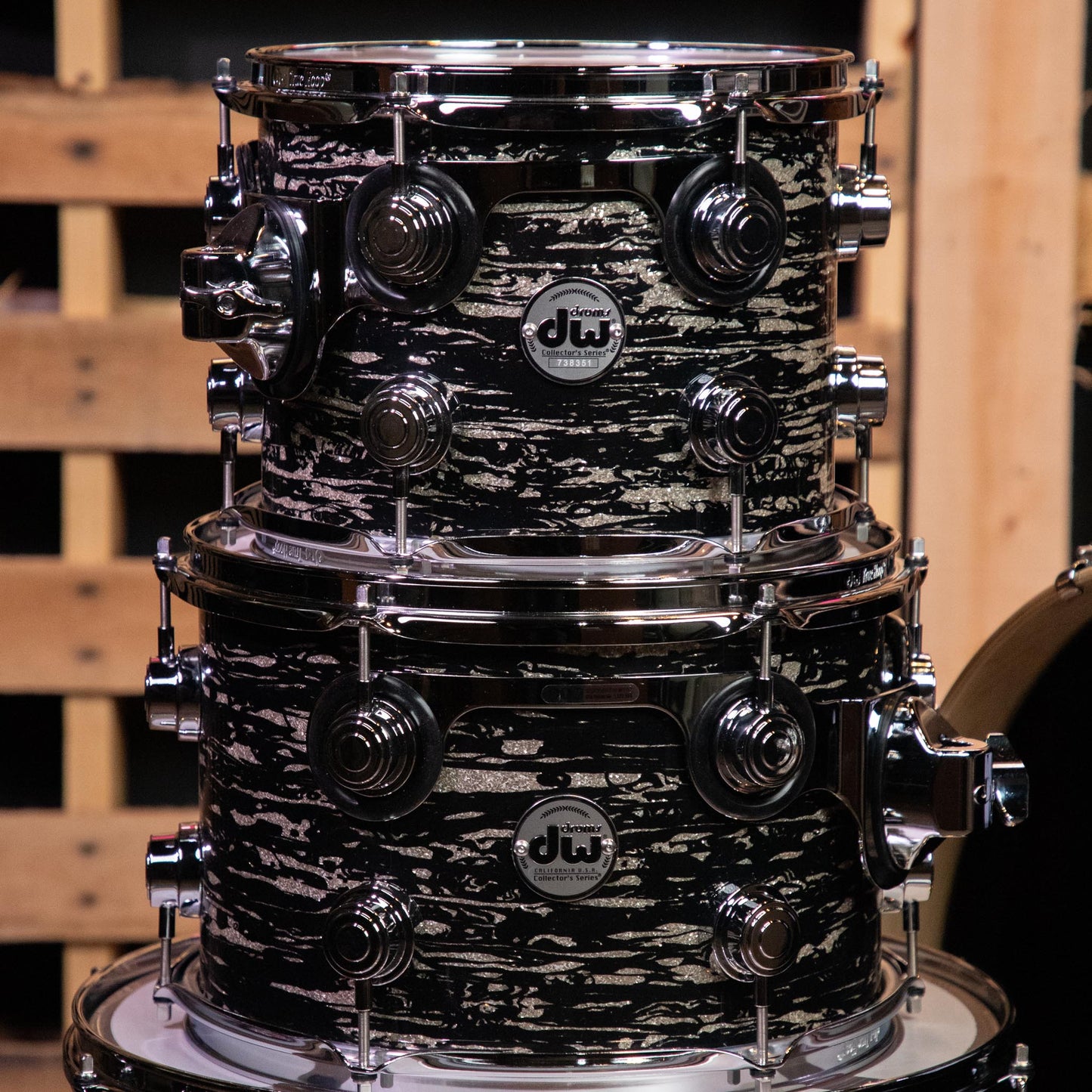 DW Collector's Series 333 4-Piece Shell Pack with 22-Inch Kick - FP - Black Oyster Glass