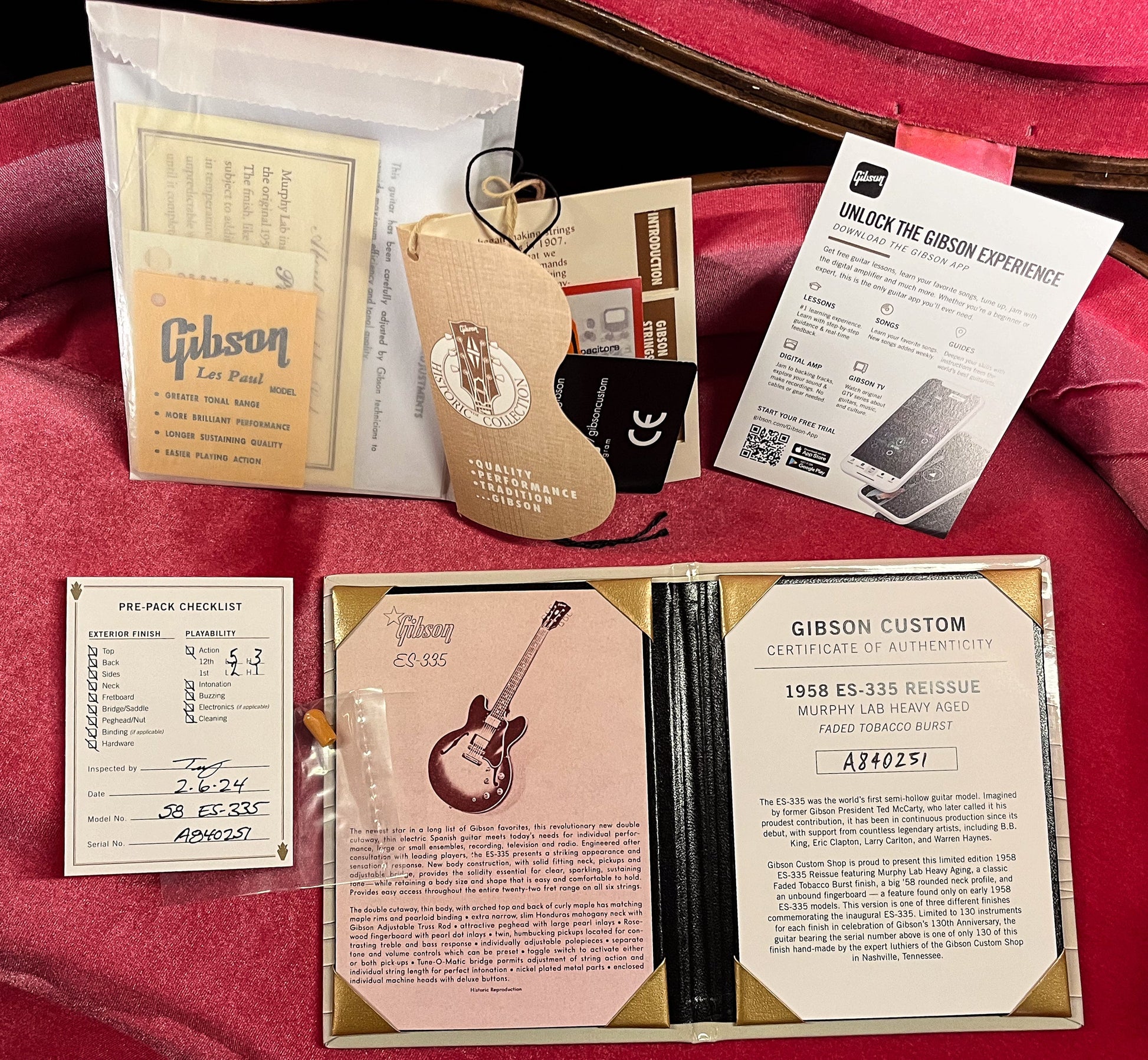 Gibson Custom Shop 1958 ES-335 Reissue Tobacco Burst Murphy Lab Heavy Aged NH (251)