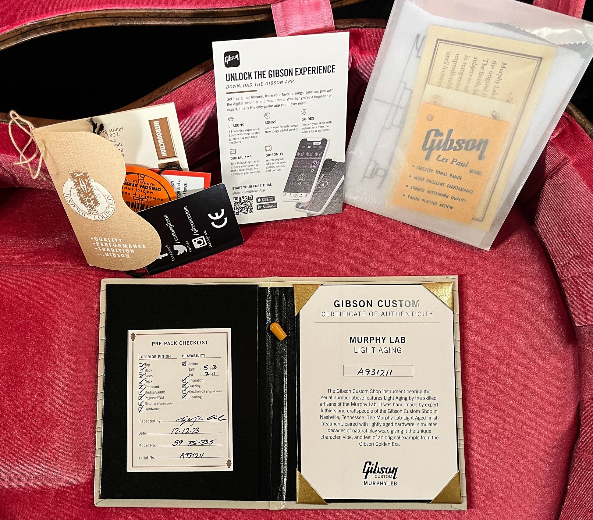 Gibson Custom Shop 1959 ES-335 Reissue Watermelon Red Murphy Lab Light Aged NH (211)