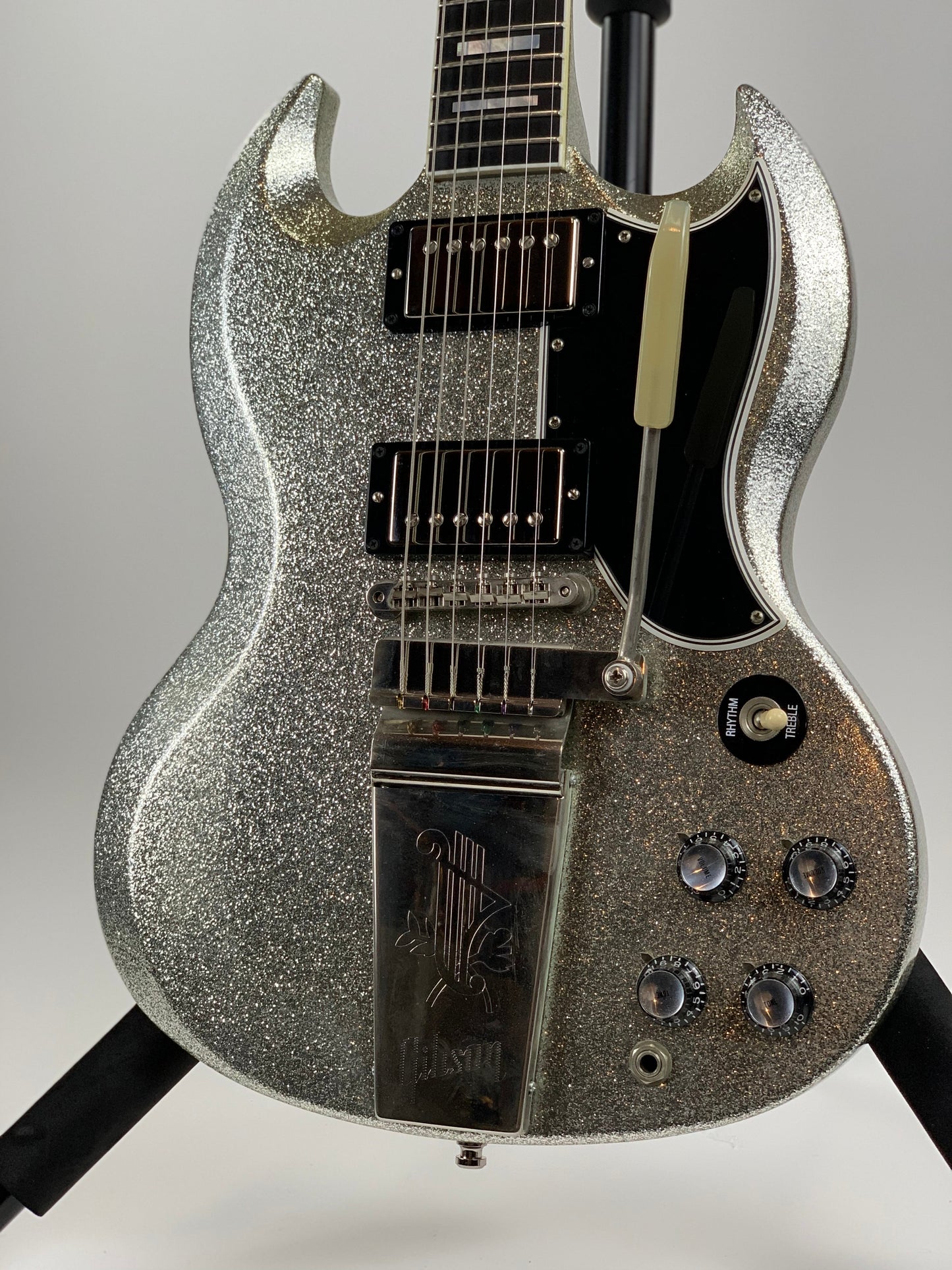2007 Gibson Custom Shop SPARKLE Silver SG Les Paul Custom w Maestro