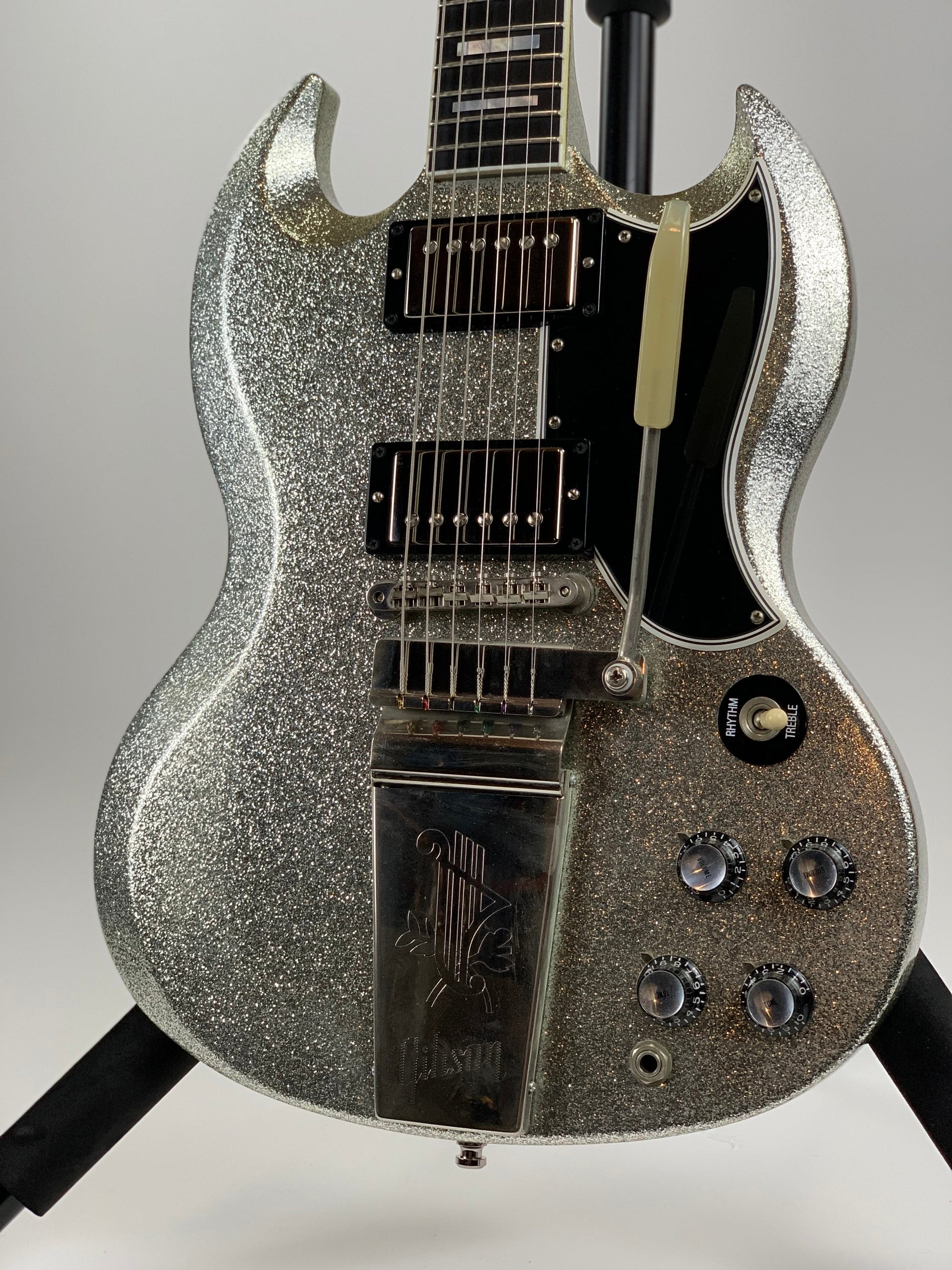 2007 Gibson Custom Shop SPARKLE Silver SG Les Paul Custom w Maestro