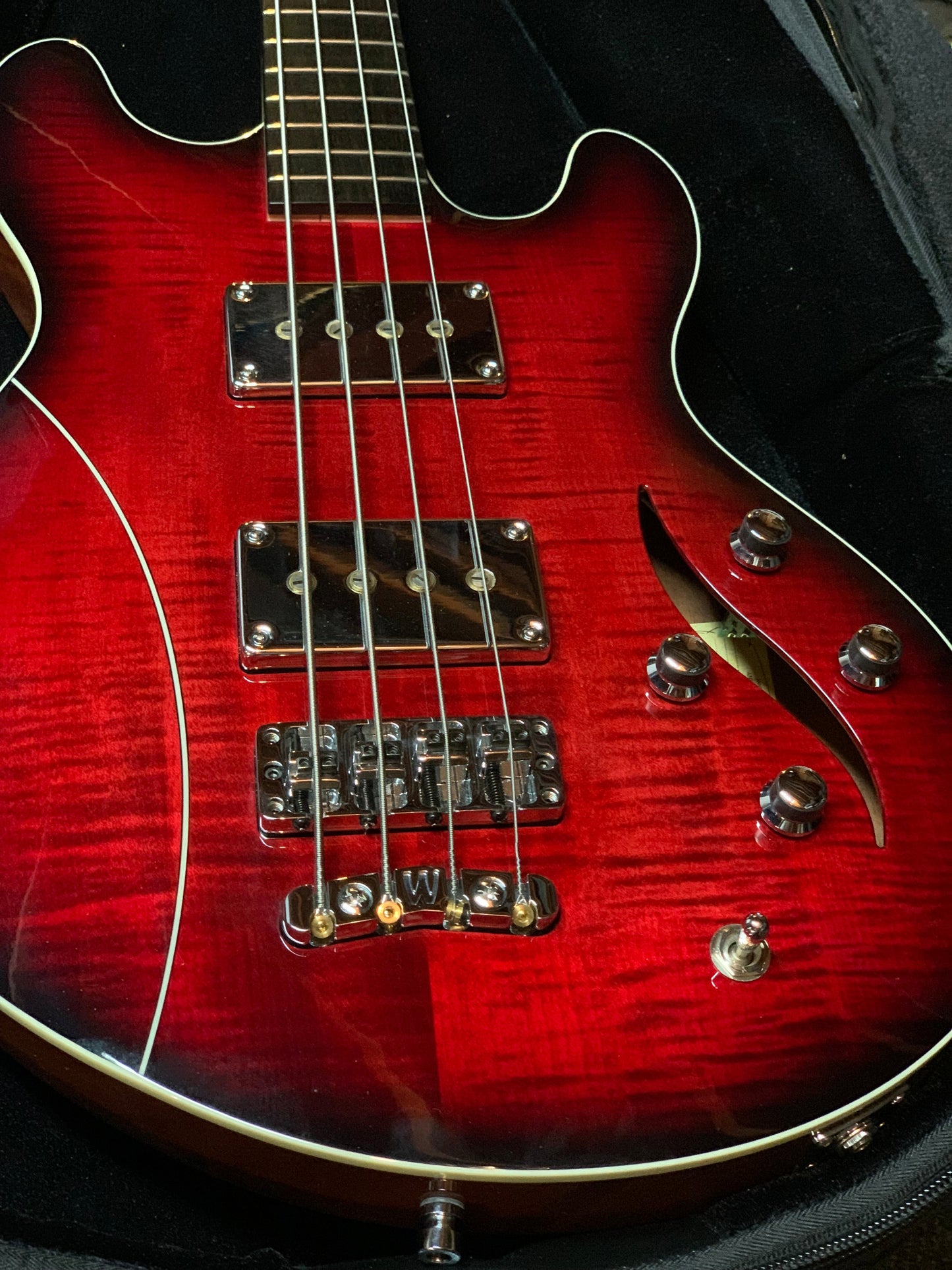 2018 Warwick TEAMBUILT Pro Series Lee Sklar Electric Bass I Semi-Hollow - Made in Germany Sklarbass star! 4 String - Burgundy Blackburst Transparent idolmaker