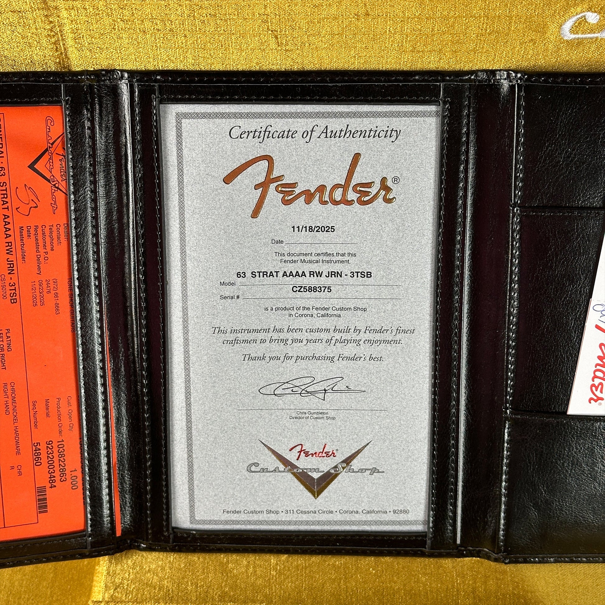 Fender Custom Shop TSG Exclusive ’63 Stratocaster Chambered 3-Tone Sunburst Journeyman Relic w/case CZ588375
