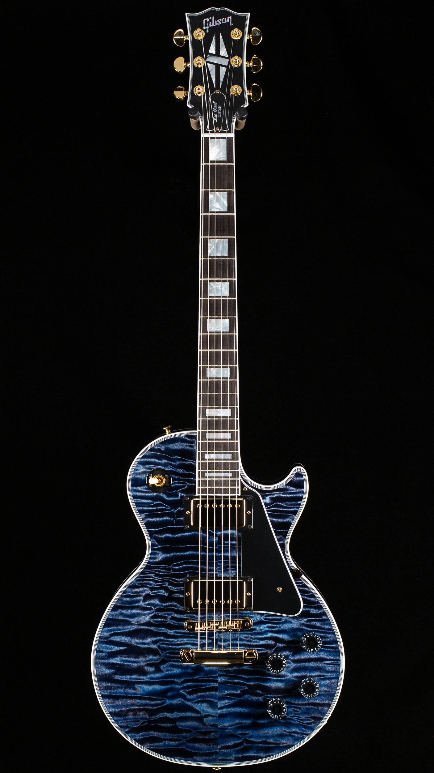 Gibson Custom Shop Willcutt Cavern Collection Les Paul Custom Quilt Transparent Blue Chambered (624)